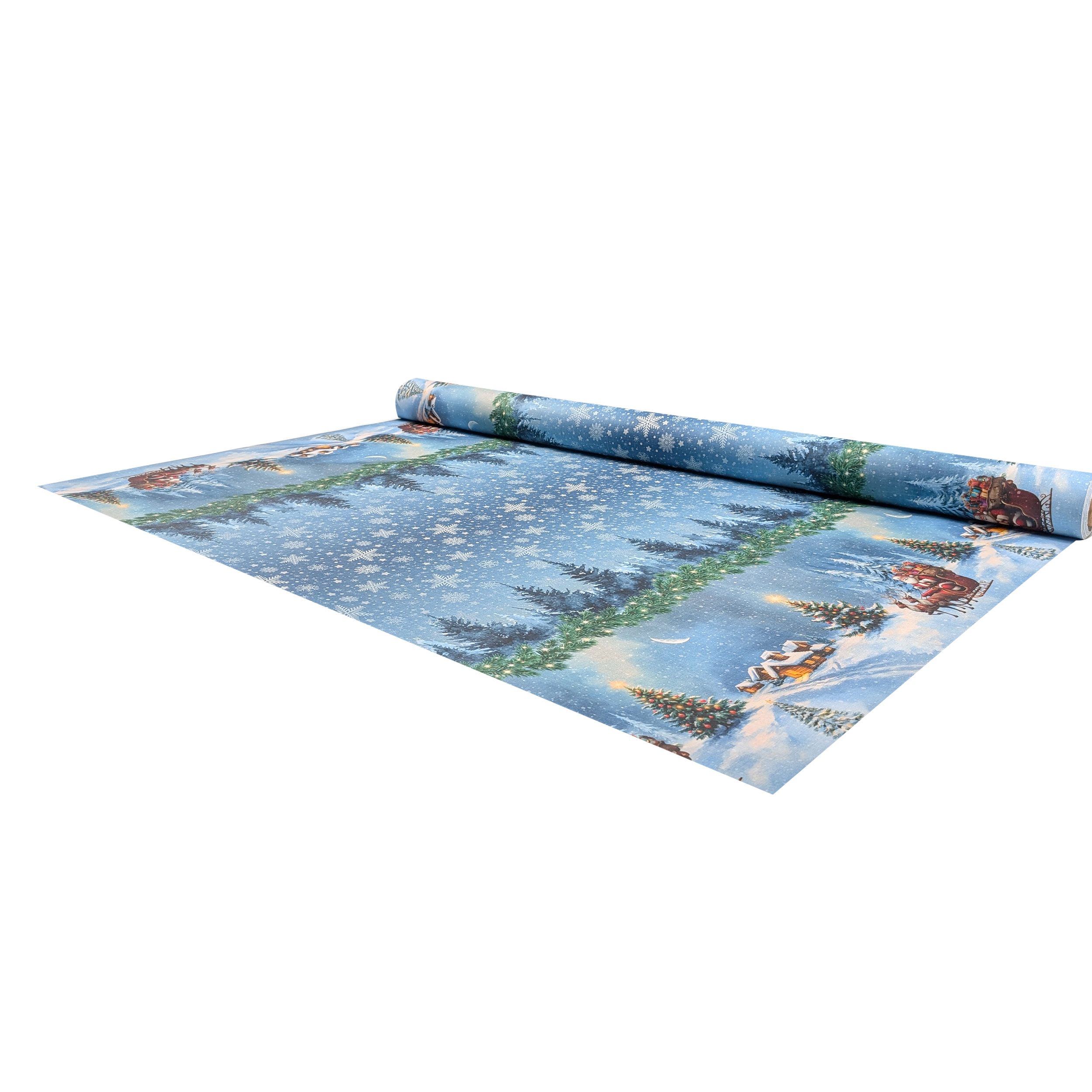 Fabric for Resin Tablecloth with Santa's Sleigh Border Image