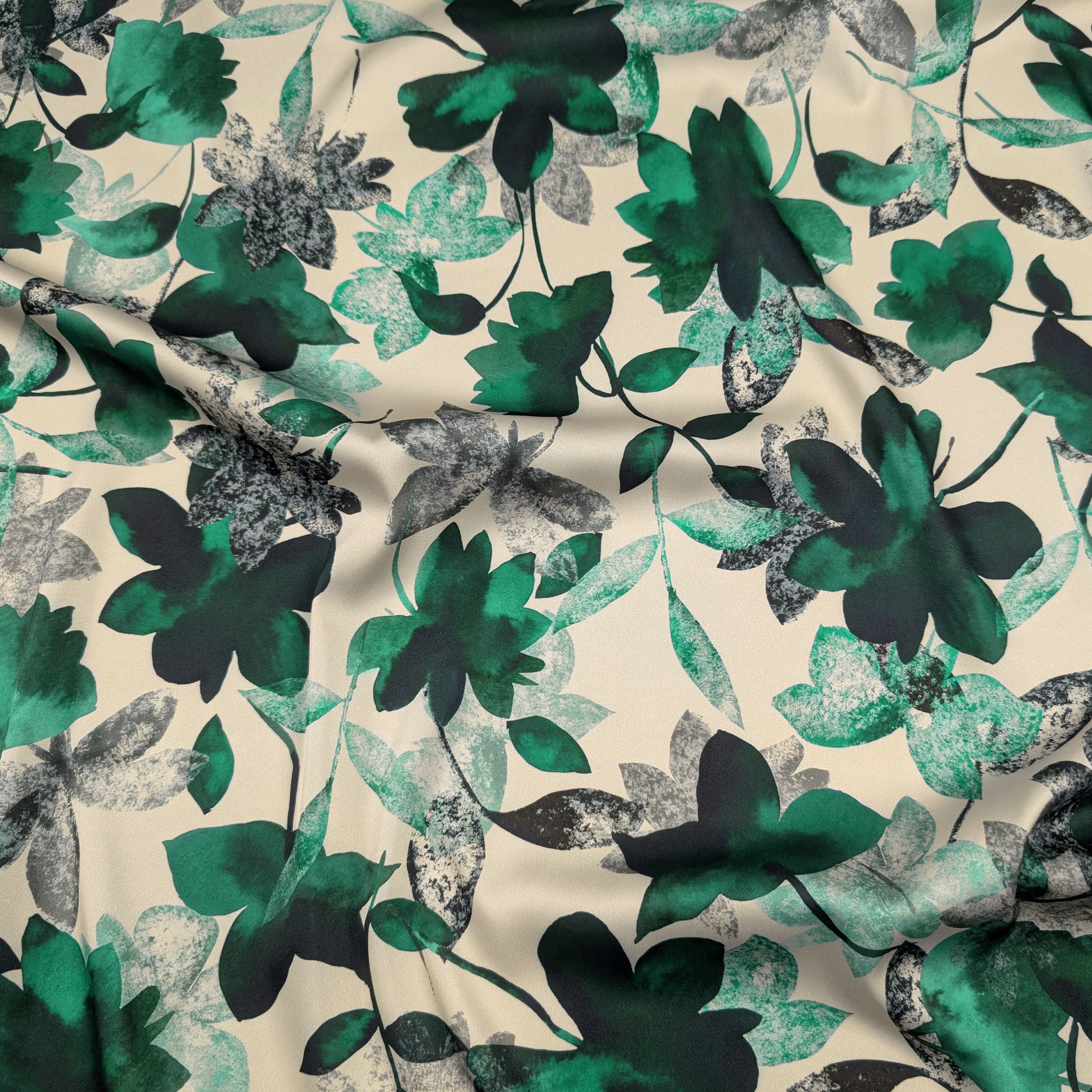 Set Satin High Fashion Green Flowers Image