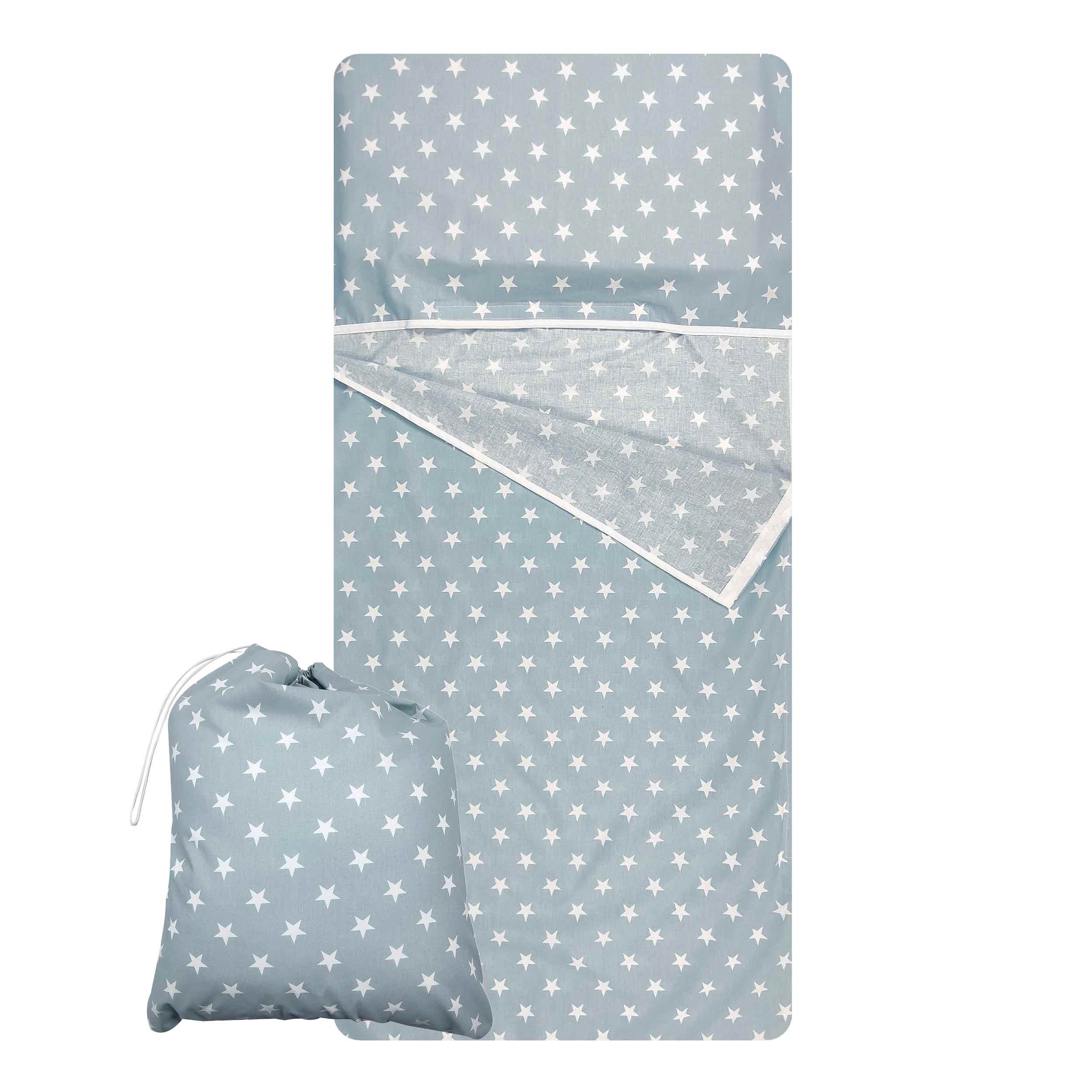 Summer Sleeping Bag White Stars with Blue Background Image