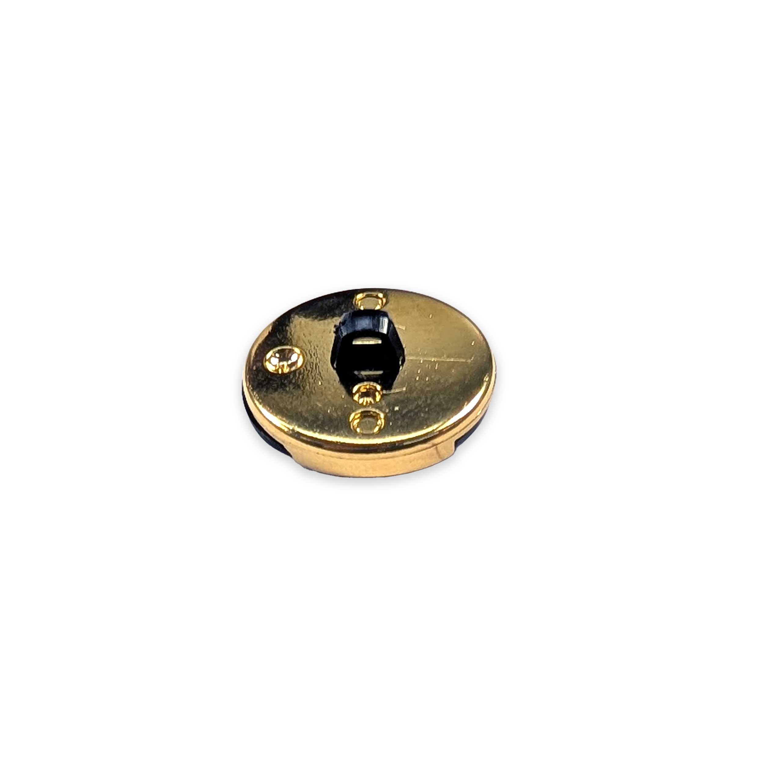 Gold Plastic Button with Blue Stone Image
