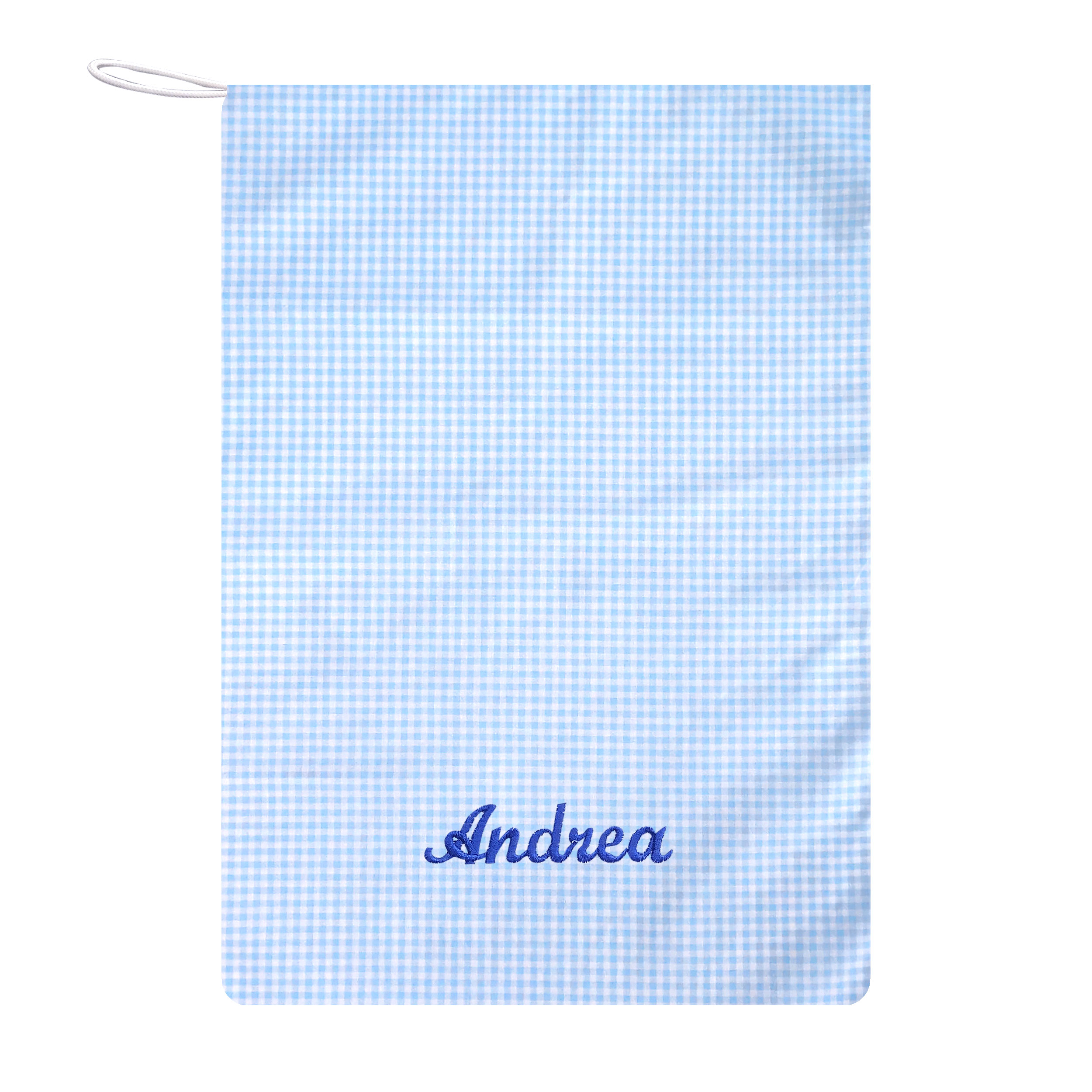 Bolsa Kindergarten Azul Claro A Cuadros Blanco Image