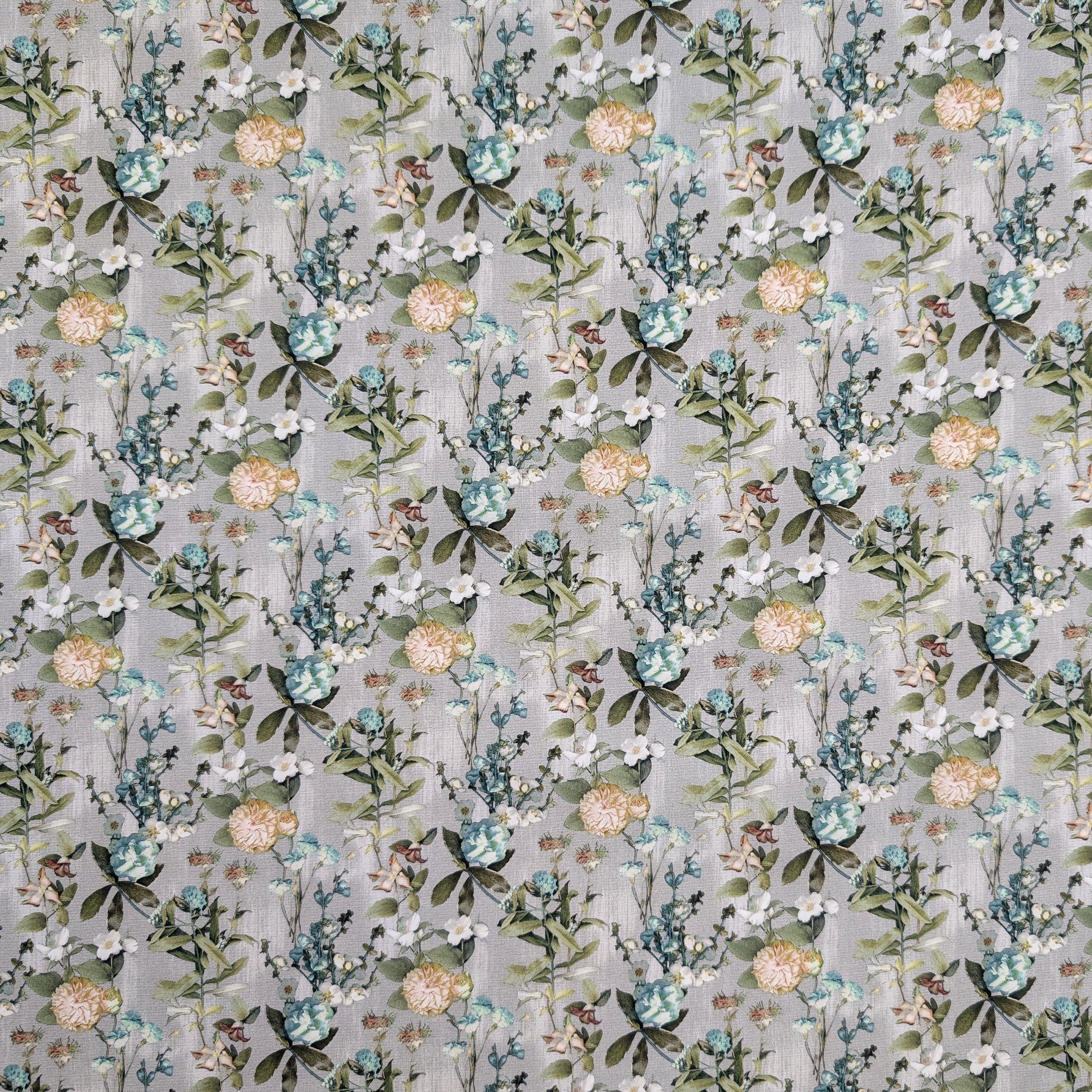 Poplin Cotton Floral Petrol and Yellow Flowers Image
