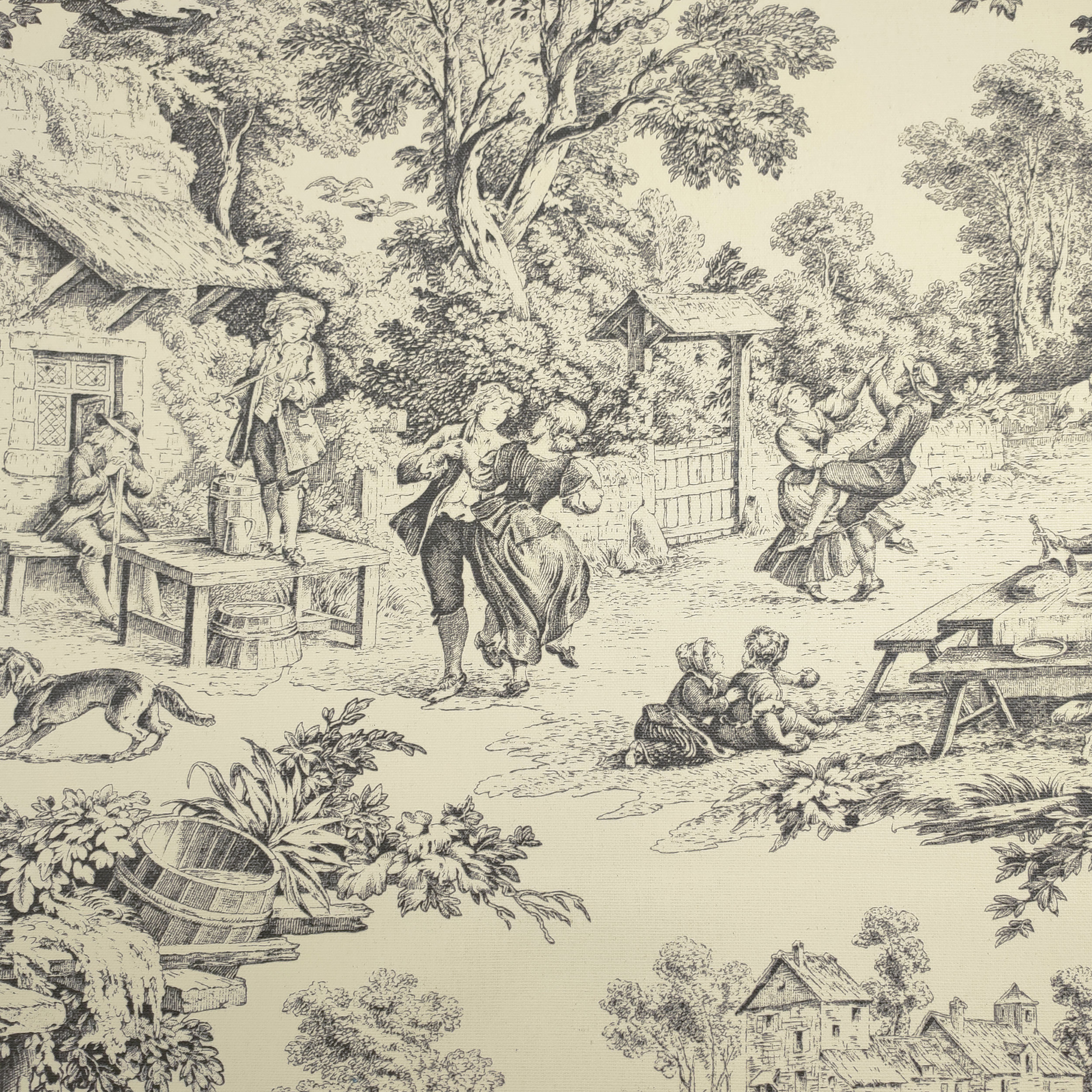 Nappe en résine Toile de Jouy Fond noir crème