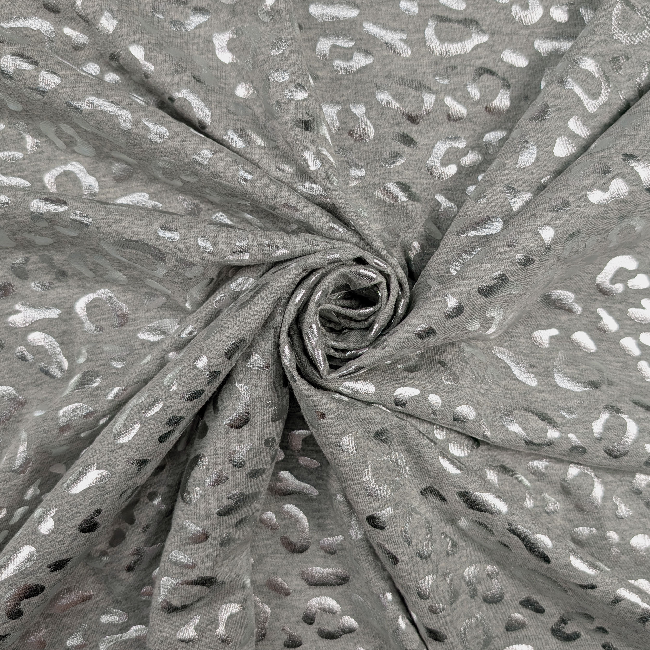 Silver Spotted Grey Cotton Jersey Image
