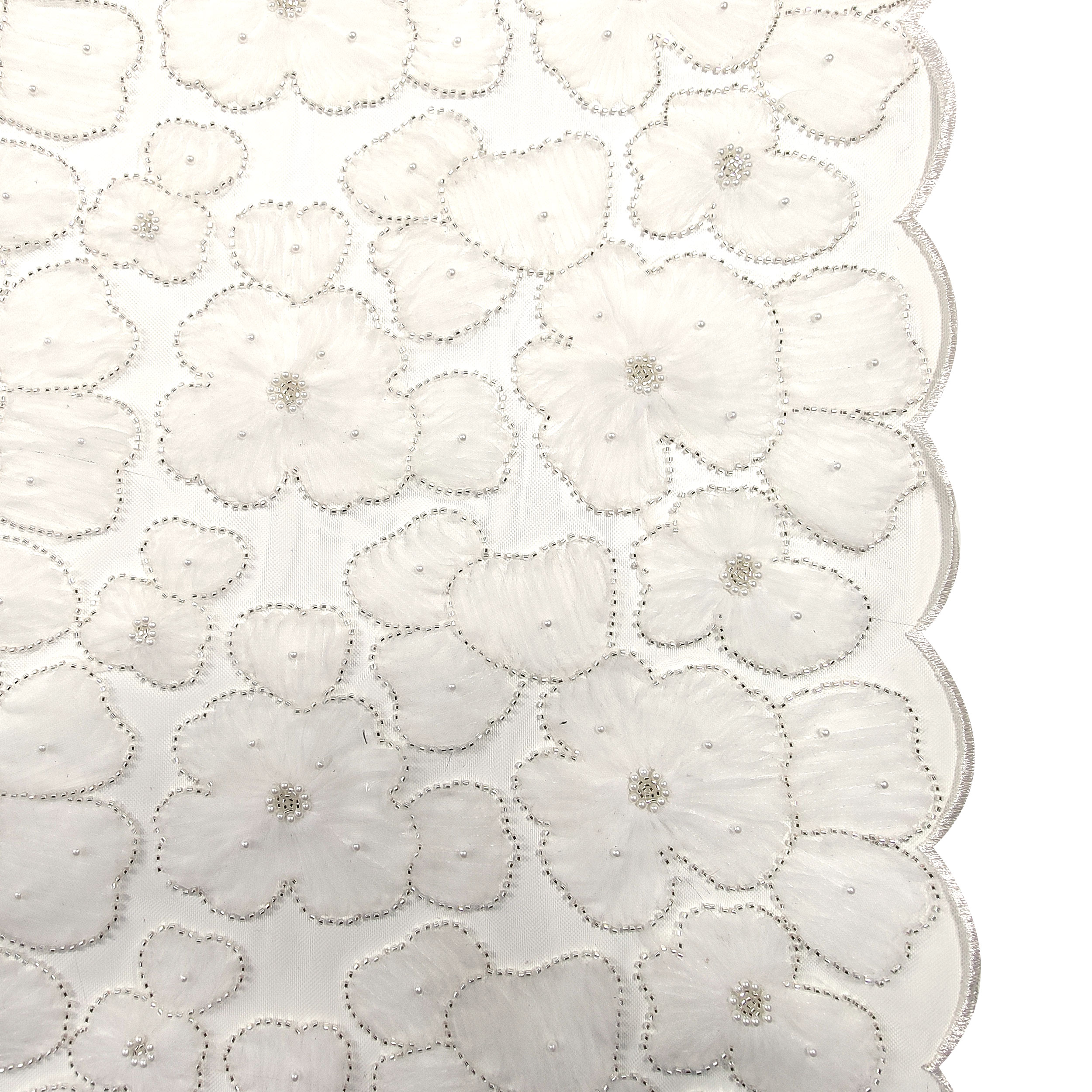 Braut Tüll Weiß Floral Stickerei Stones
