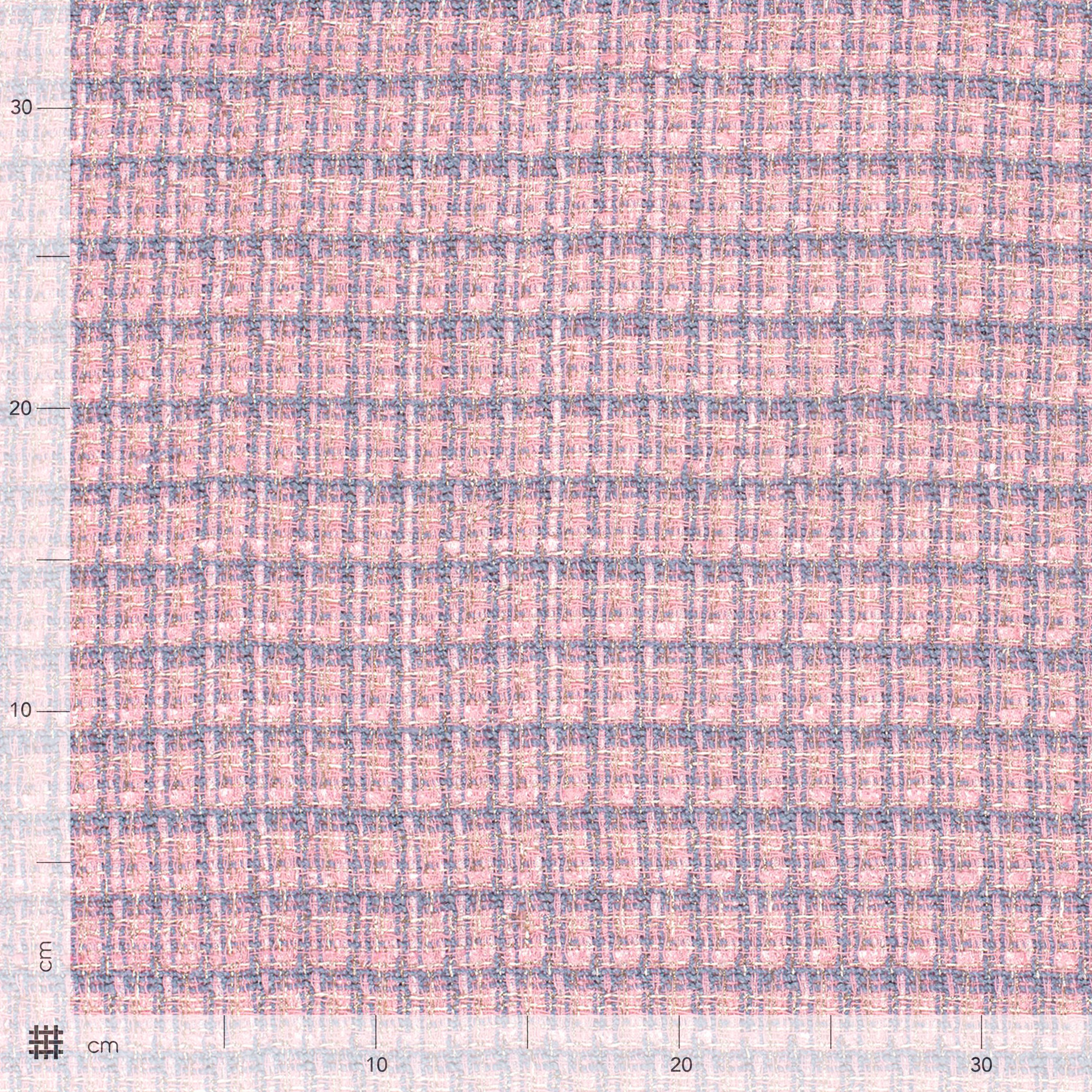 Tweed Rose Bleu clair Poudre Lurex