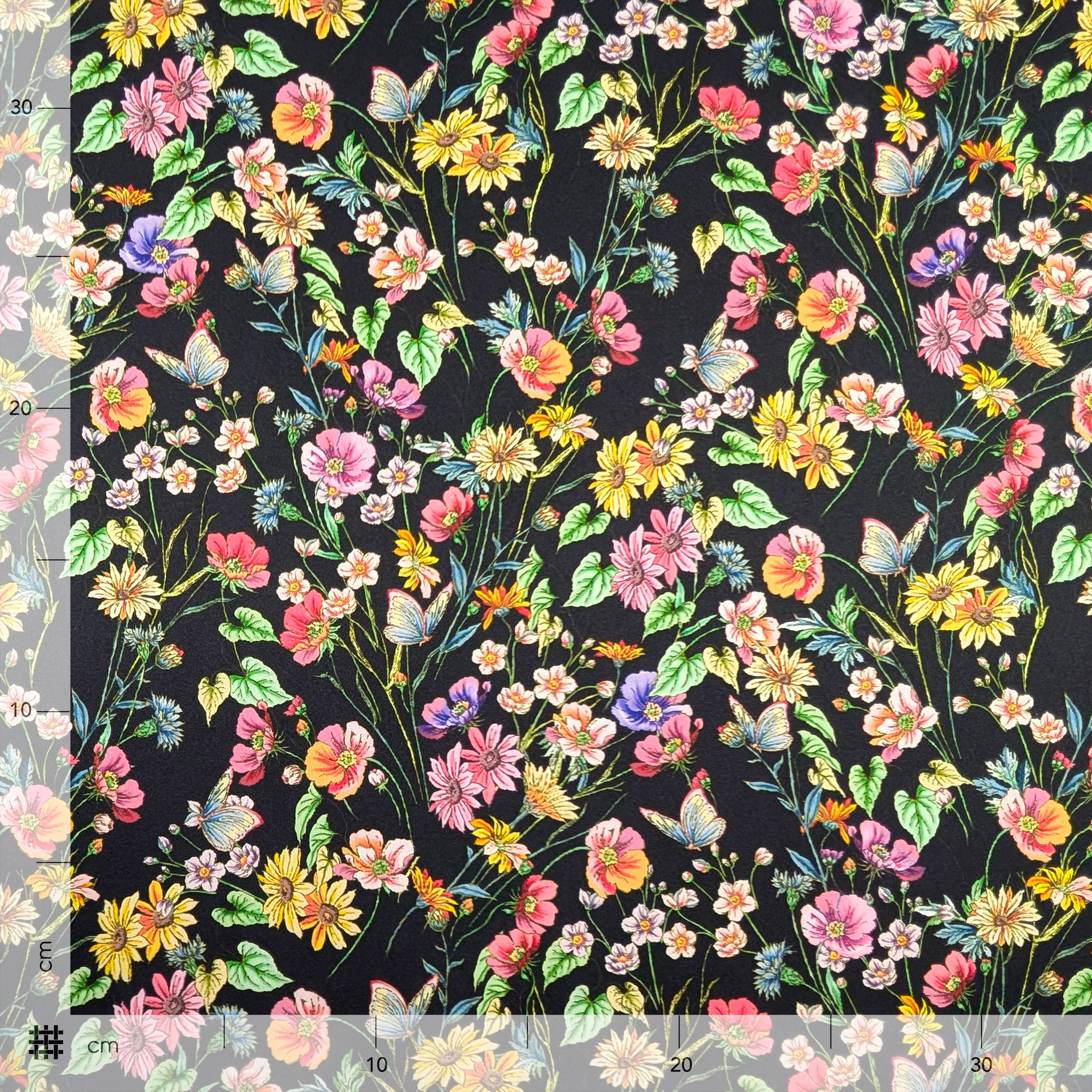 Satin Set High Fashion Coloured Flowers Black Background Image