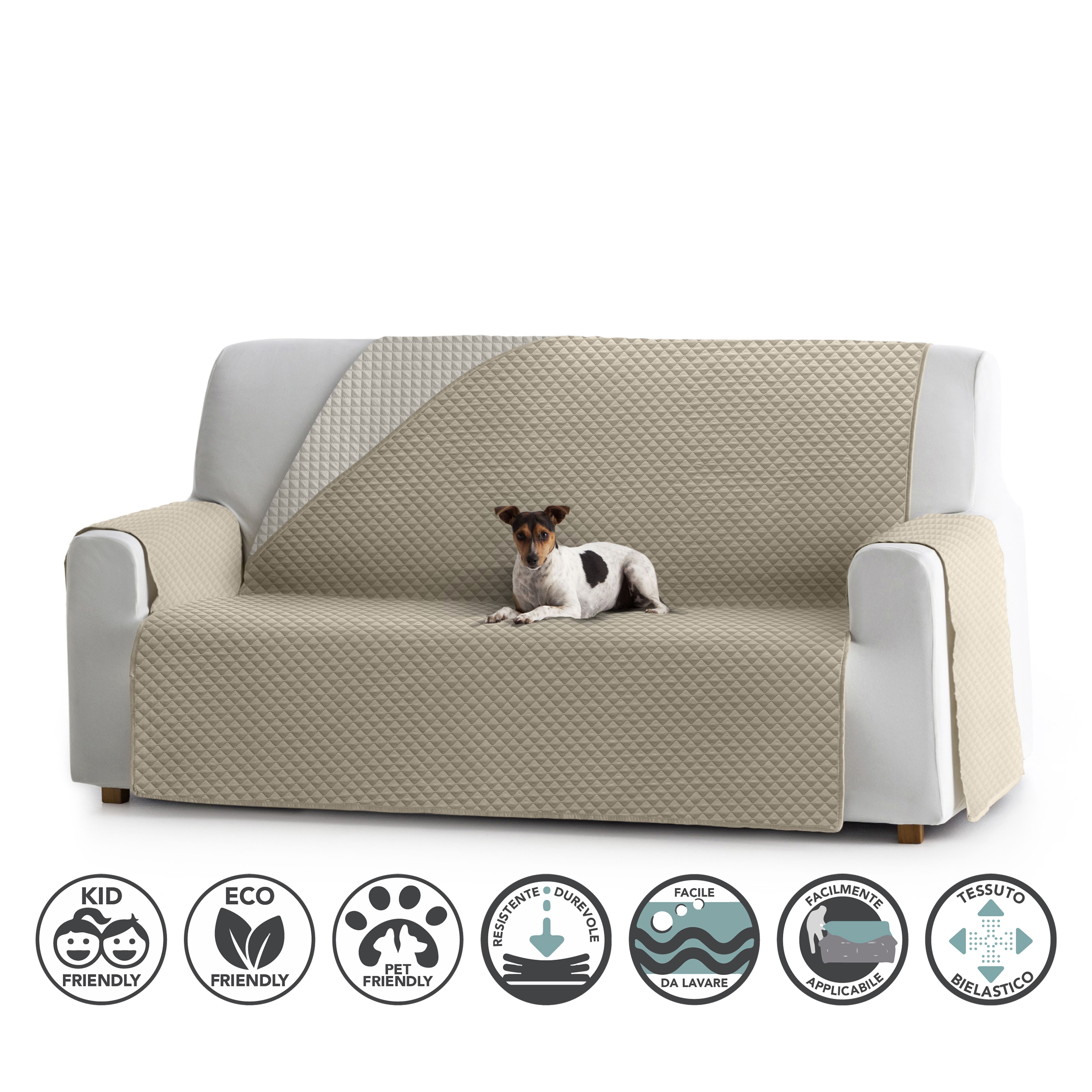Thermosealed Quilted Slipcover Double Beige