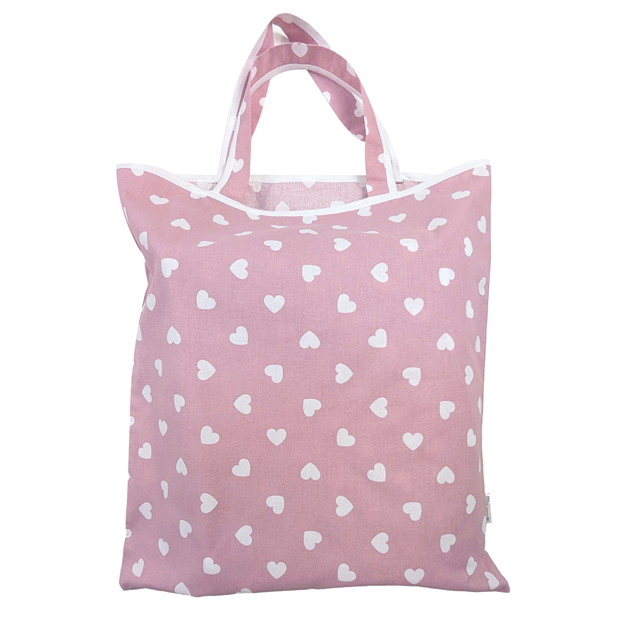 Sleeping Bag Bag White Hearts Antique Pink Background Image