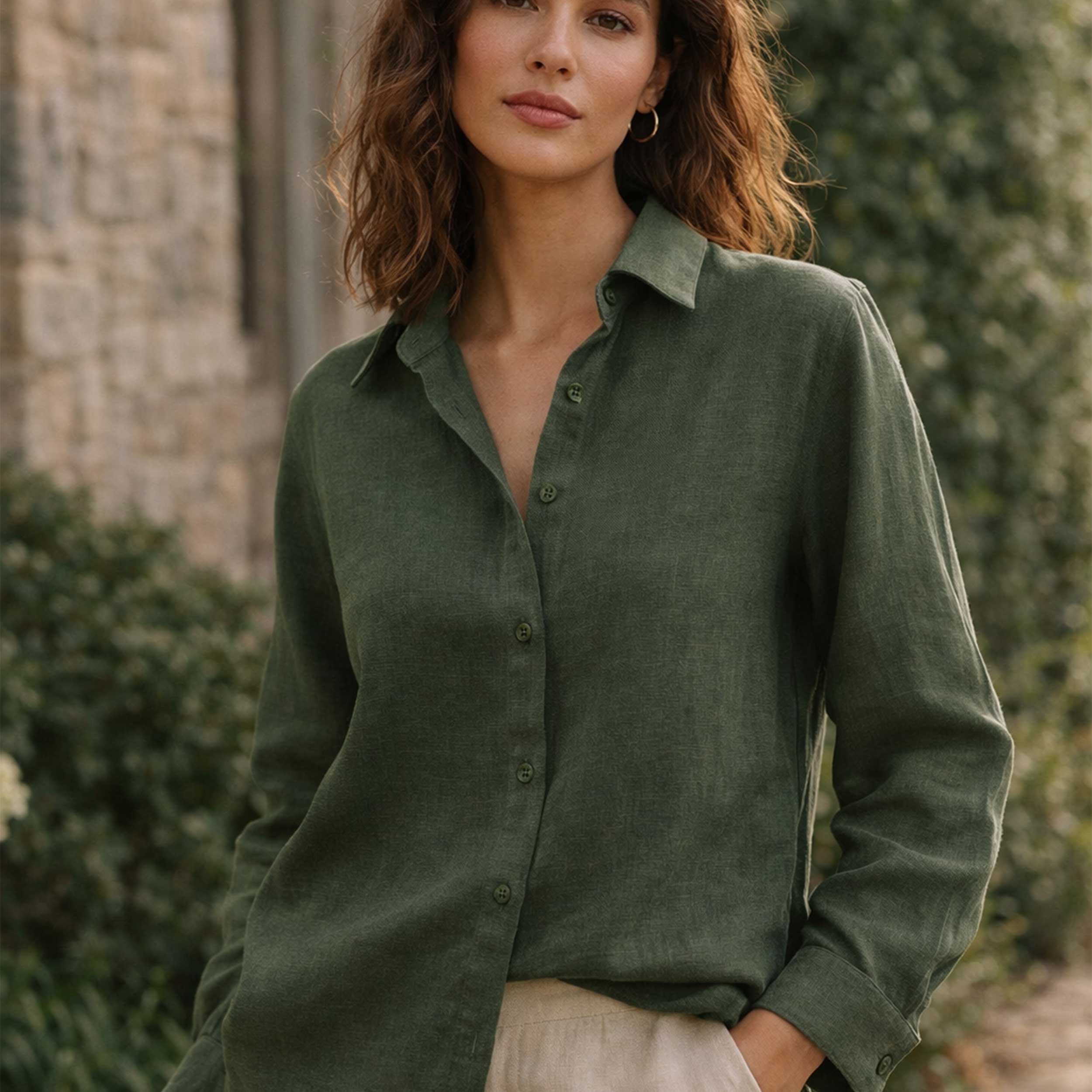 Reines Leinen Unifarbener Stoff Image