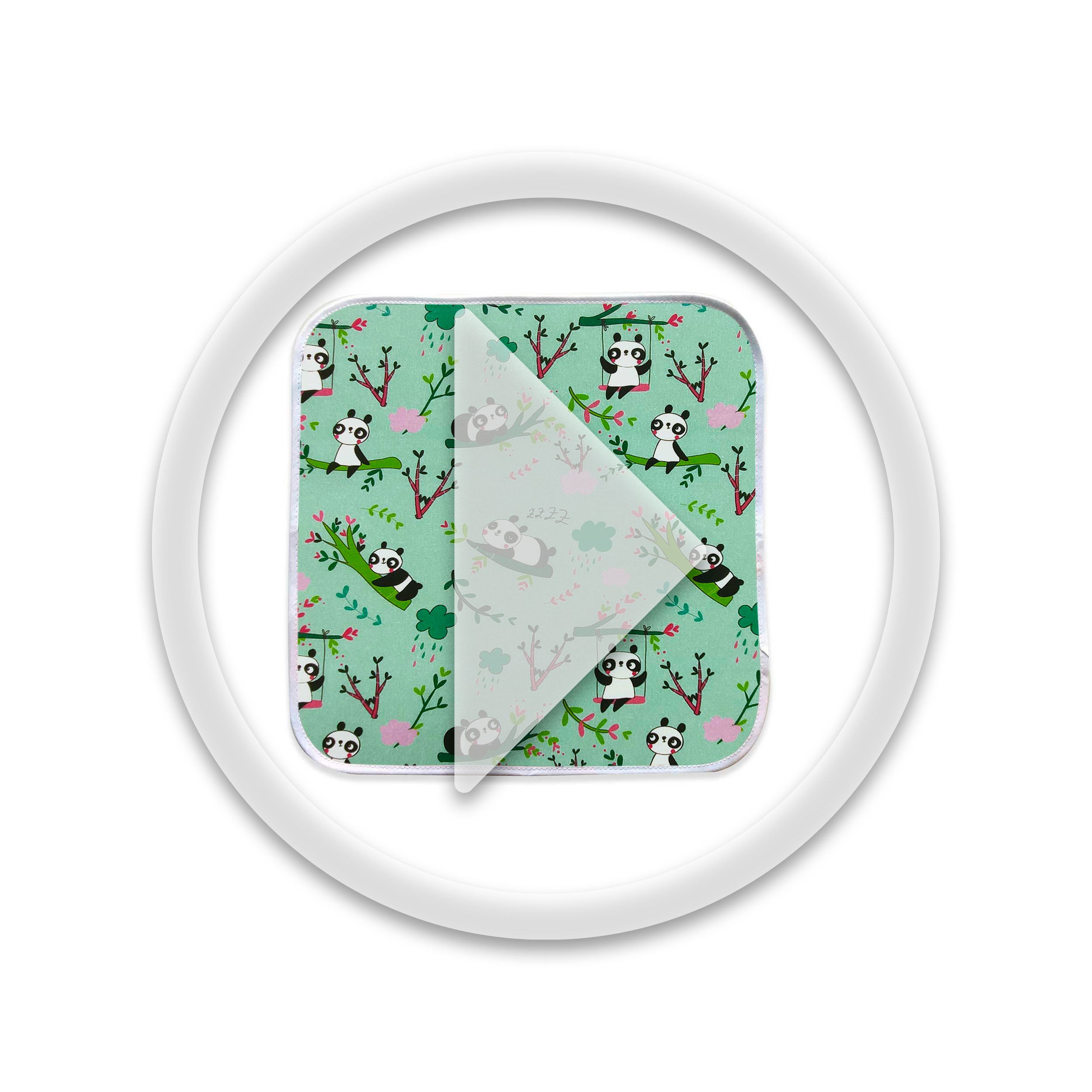 Serviette de table à motifs Panda Fond vert menthe - Panini Fabrics Image