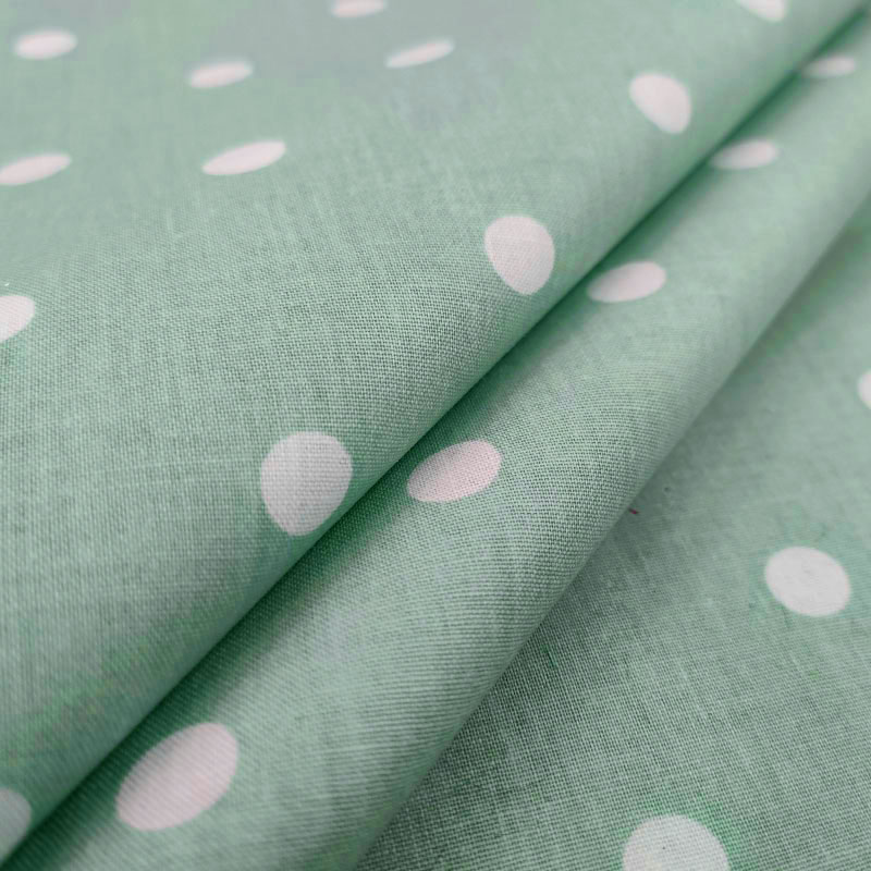 Tissu de coton Blanc à pois Fond Jade Image
