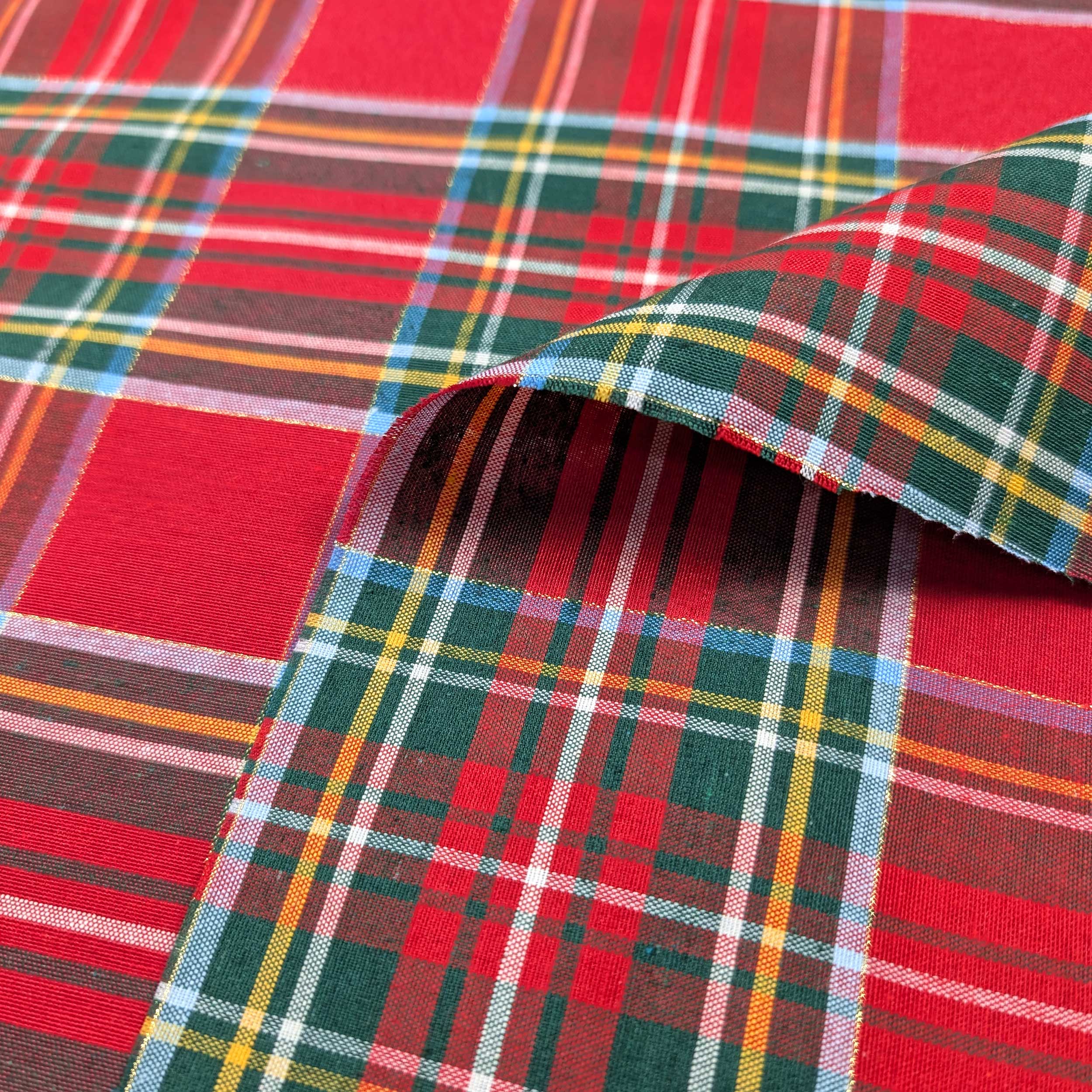 Large Lurex Red Scottish Furnishing Fabric Image