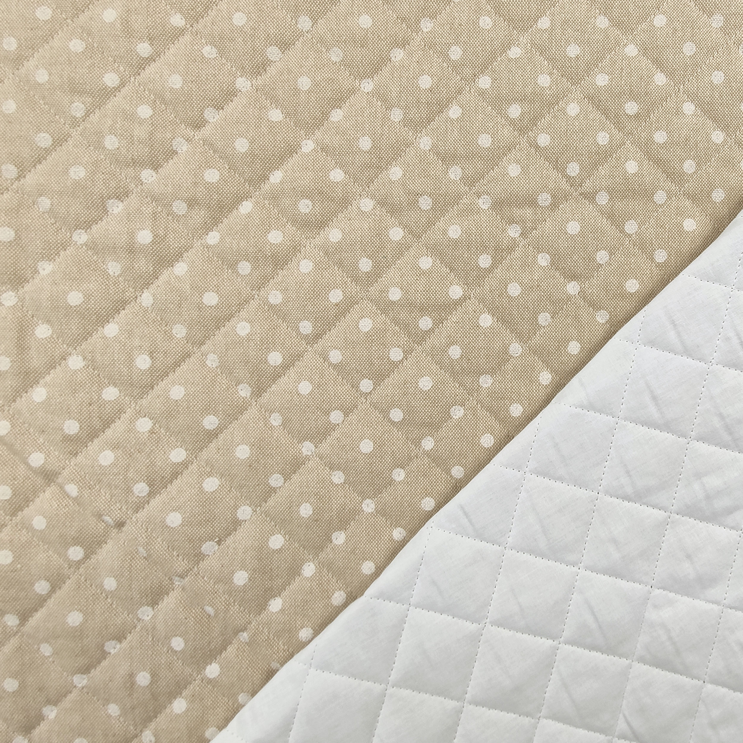 White Polka Dot Quilted Fabric