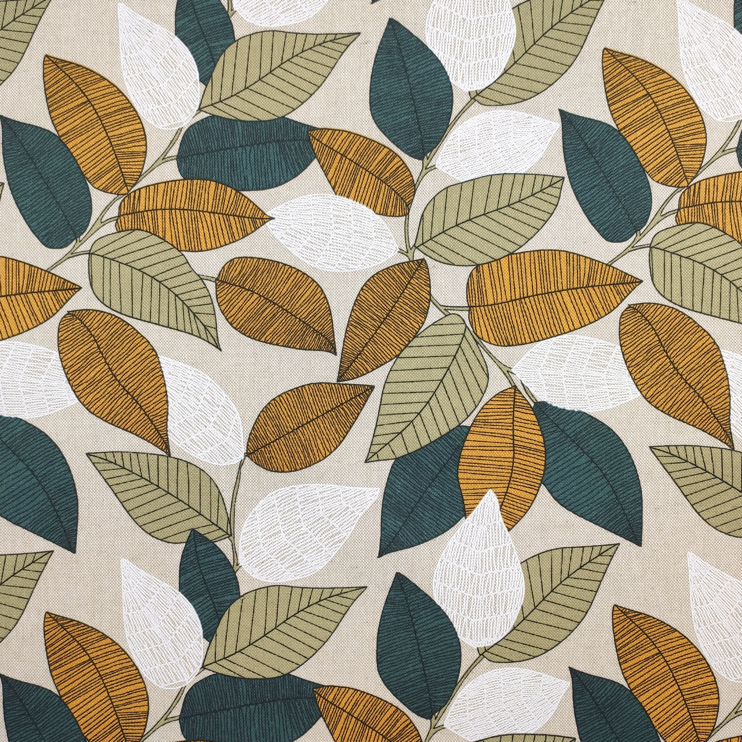 Resin Tablecloth Fabric Foliage Ochre Petroleum