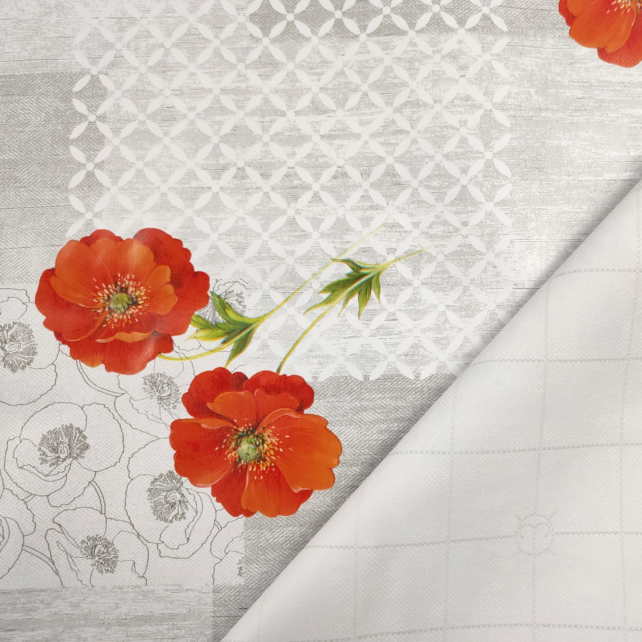 Waxed Tablecloth Fabric Poppies Patchwork