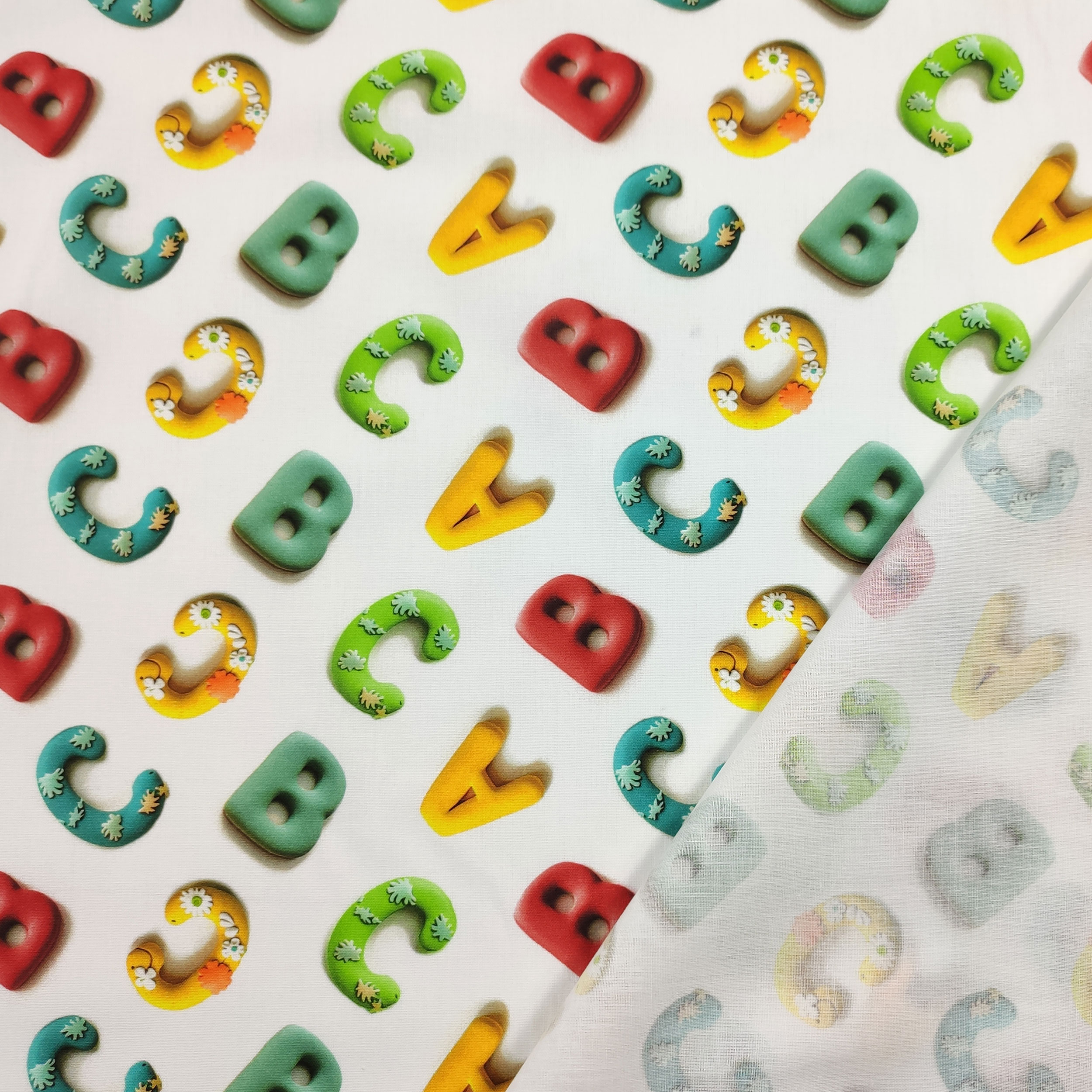 Cotton Digital Alphabet Letters White Background
