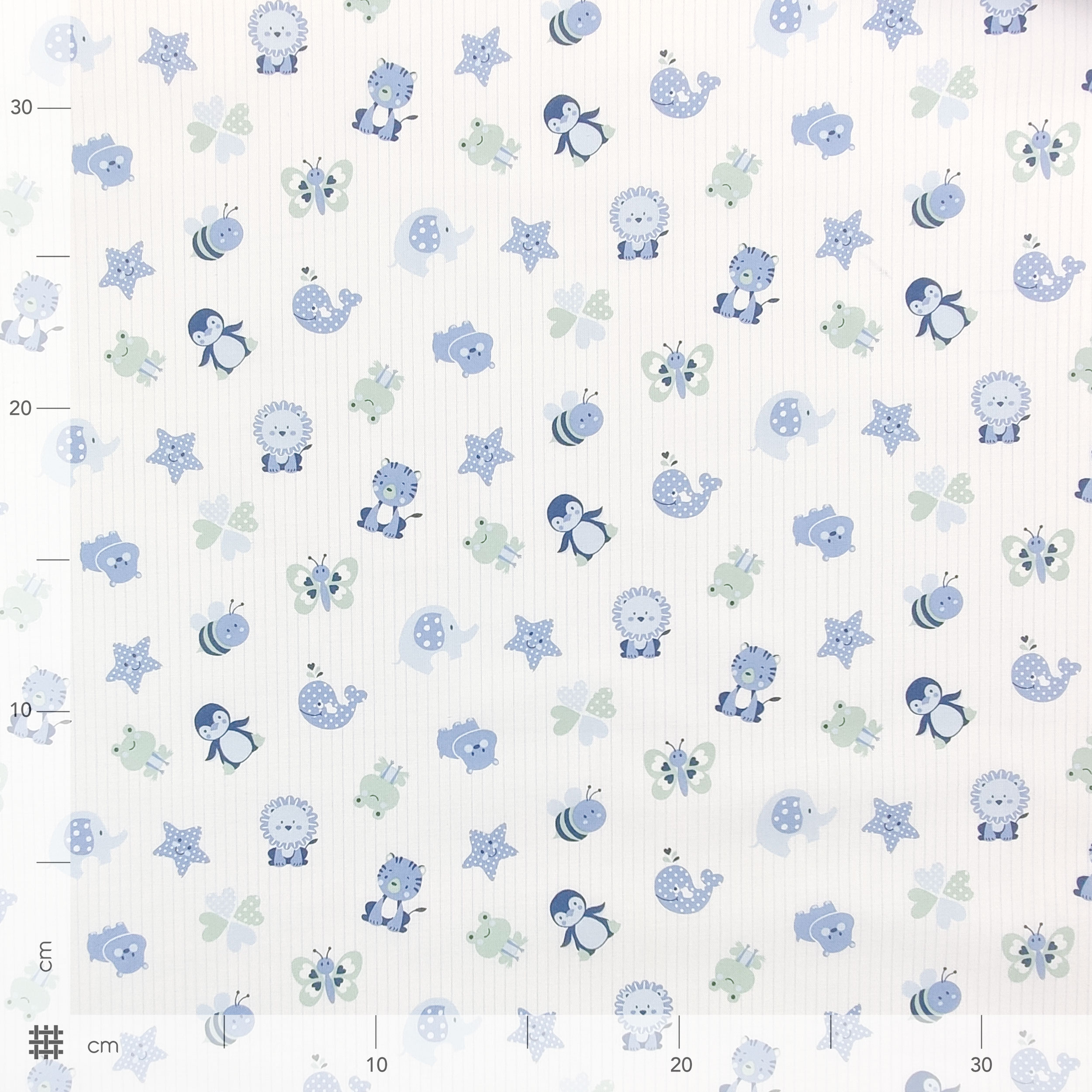 Cotton Puppies Blue Striped Background