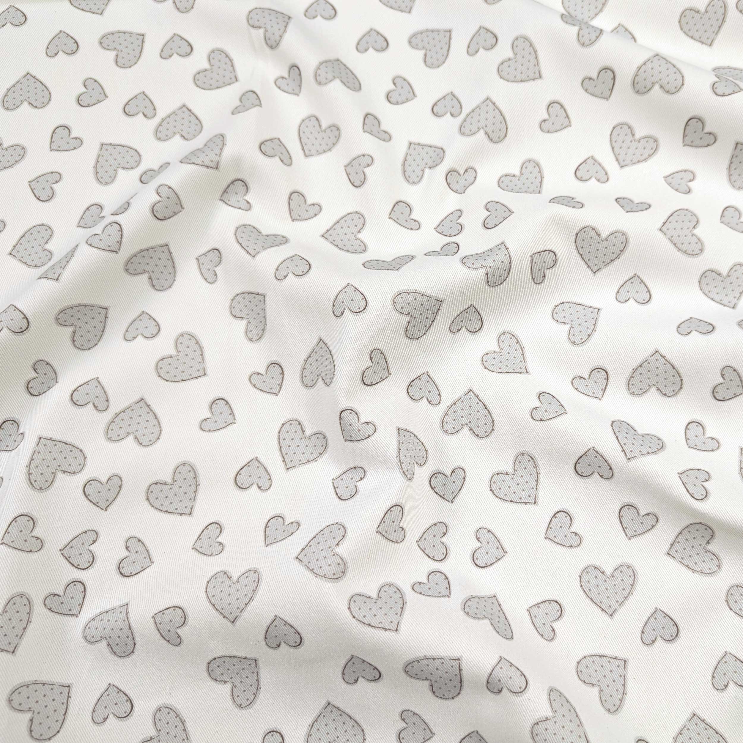 Grey Hearts Cotton Gabardine Image