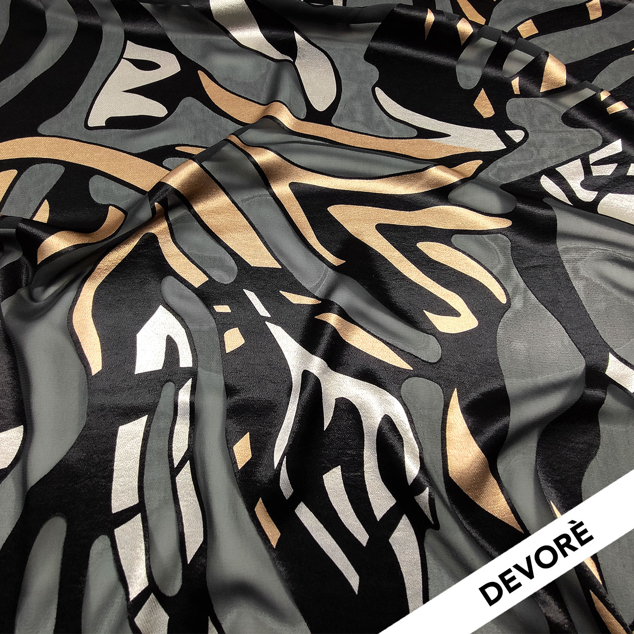 Devorè High Fashion Fantasy Gold Silver Background Black