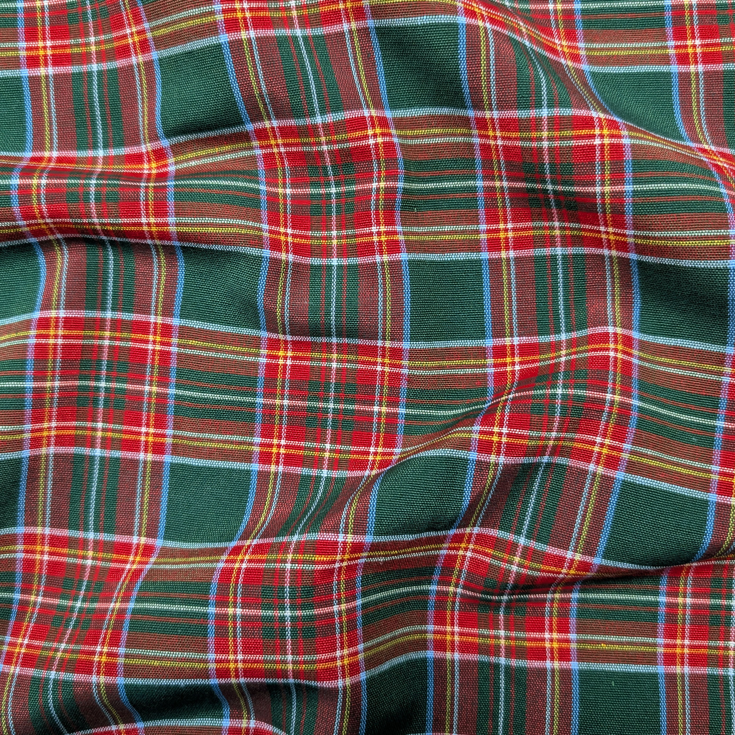 Medium Tartan Fabric Green Red Checks Image