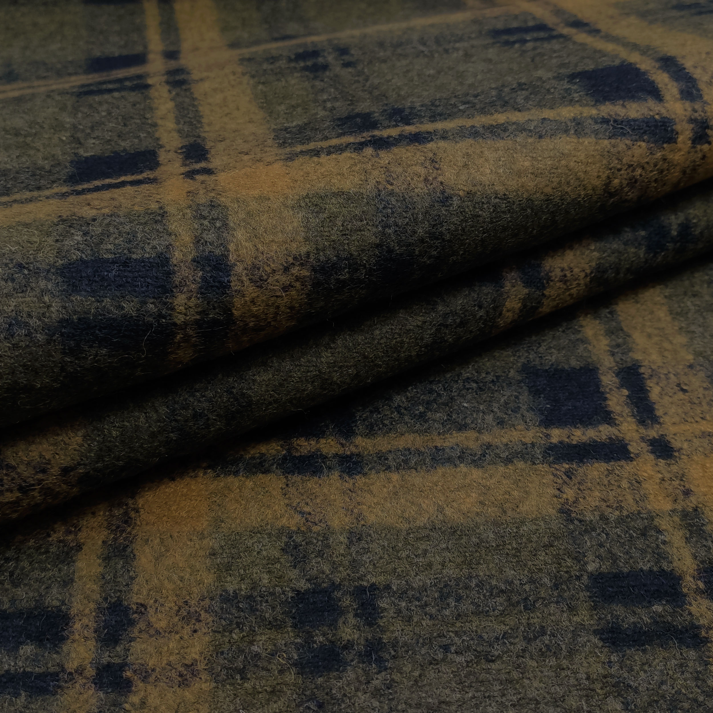 Neoprene Double Tartan Verde Senape e Tinta Unita Militare Image