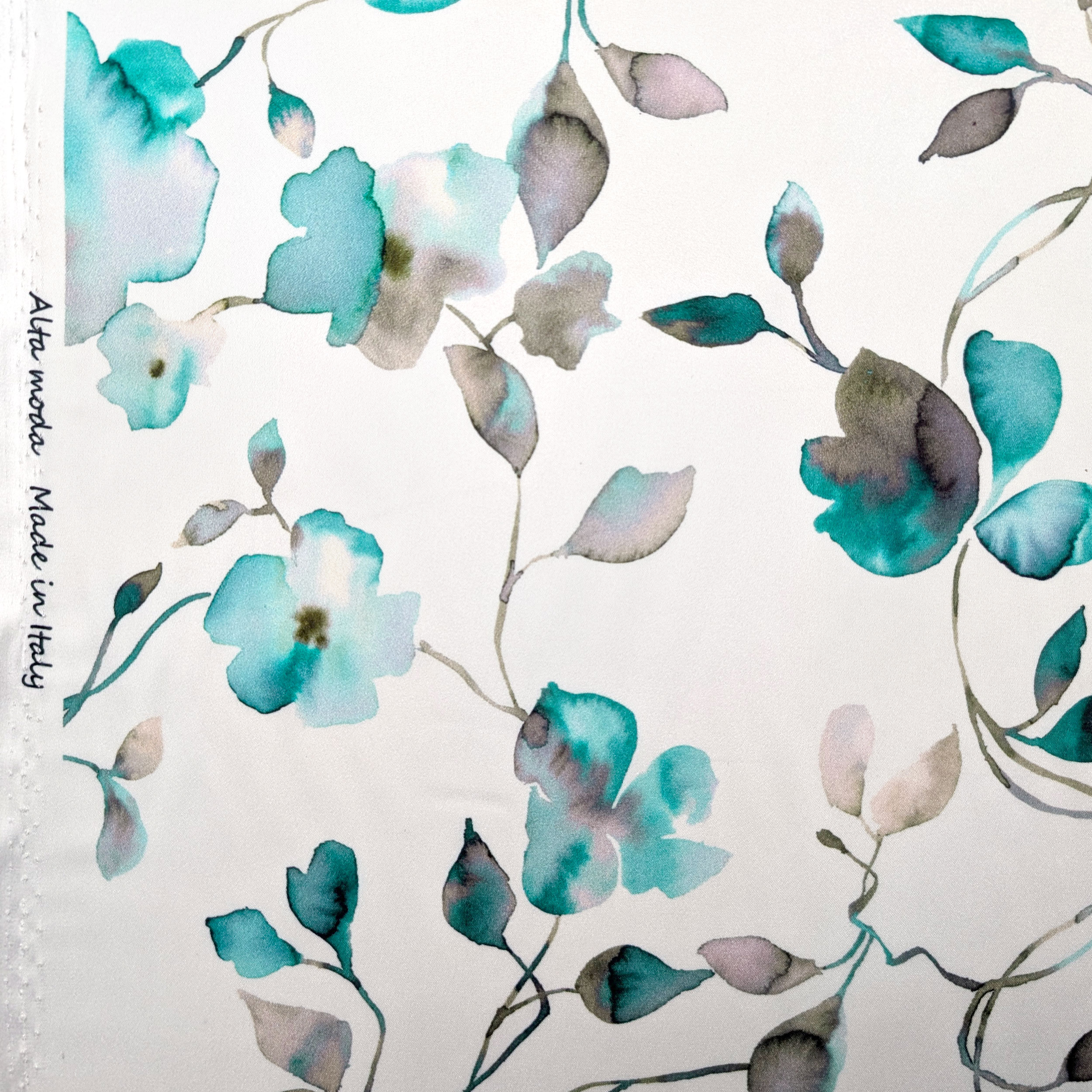 Ensemble de satin haute couture aquarelle fleurs Aqua Green Image