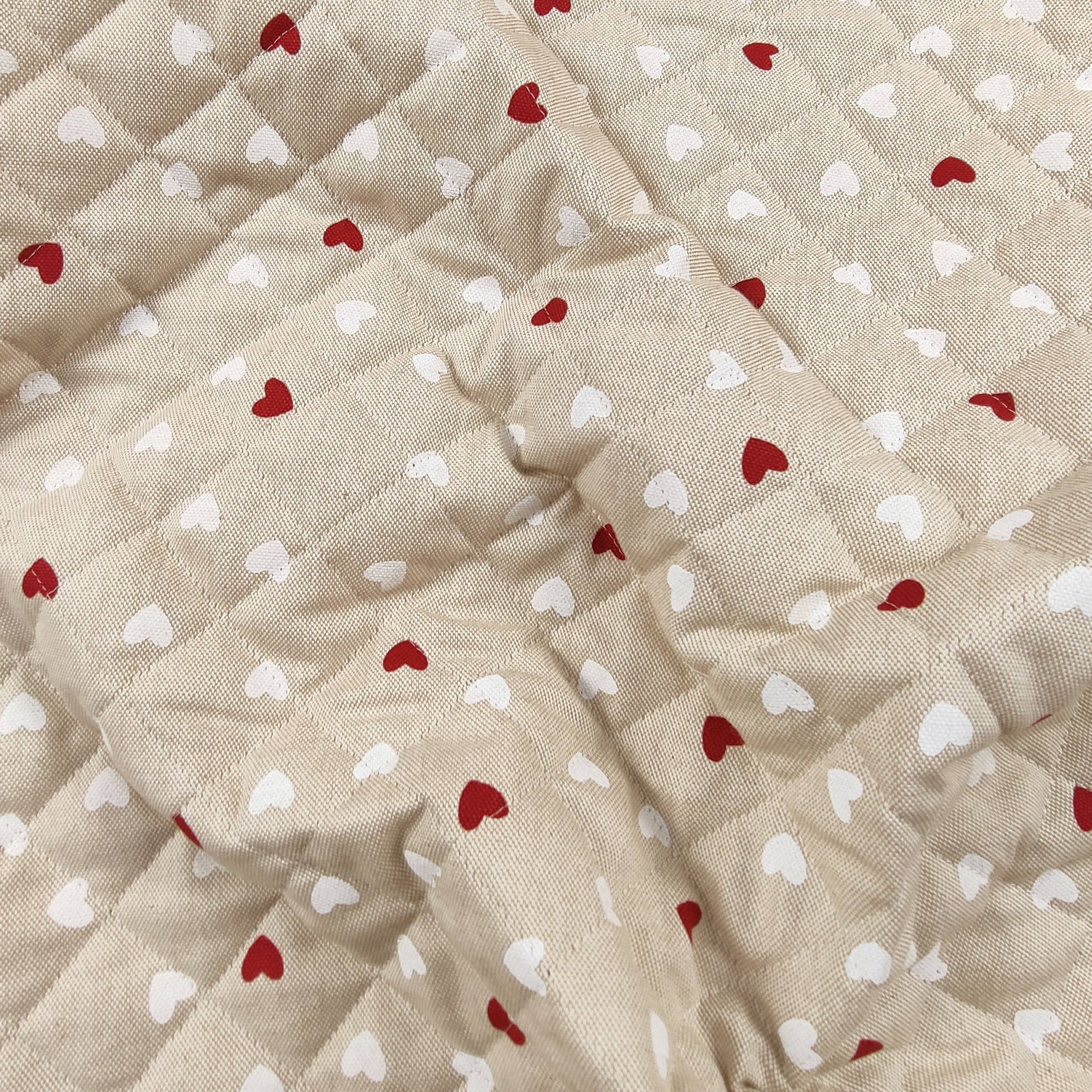 Red and White Heart Quilted Fabric Image