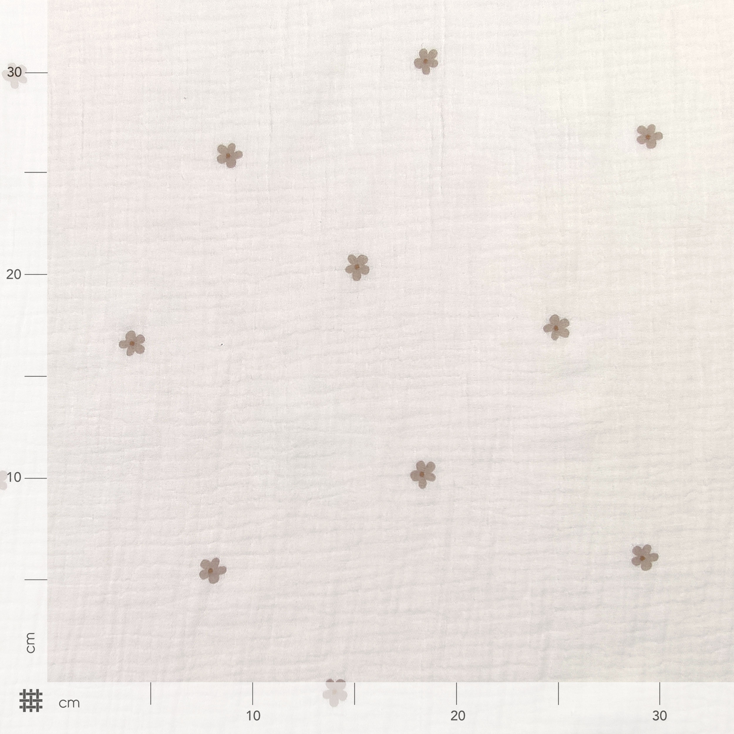 Cotton muslin with little flowers Beige Image