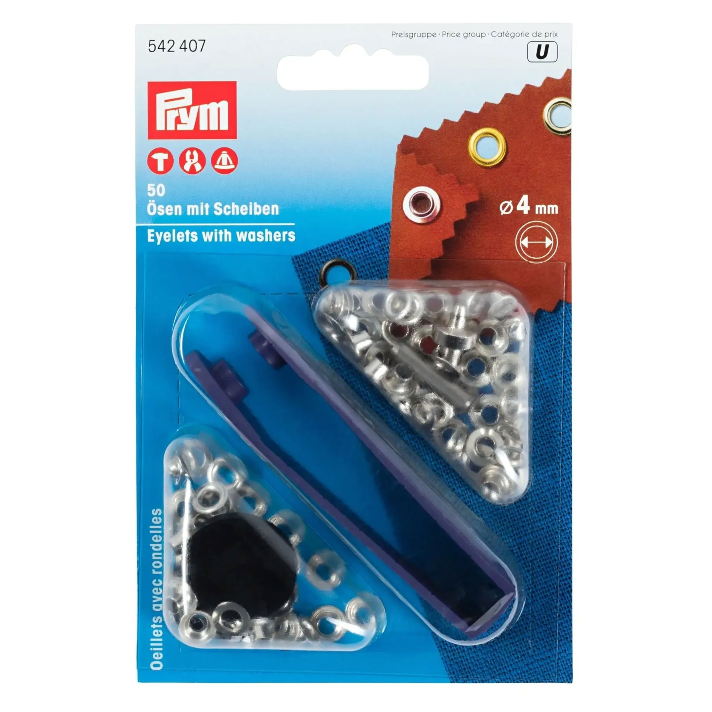Ösen mit Unterlegscheiben Prym Silber 4 mm
