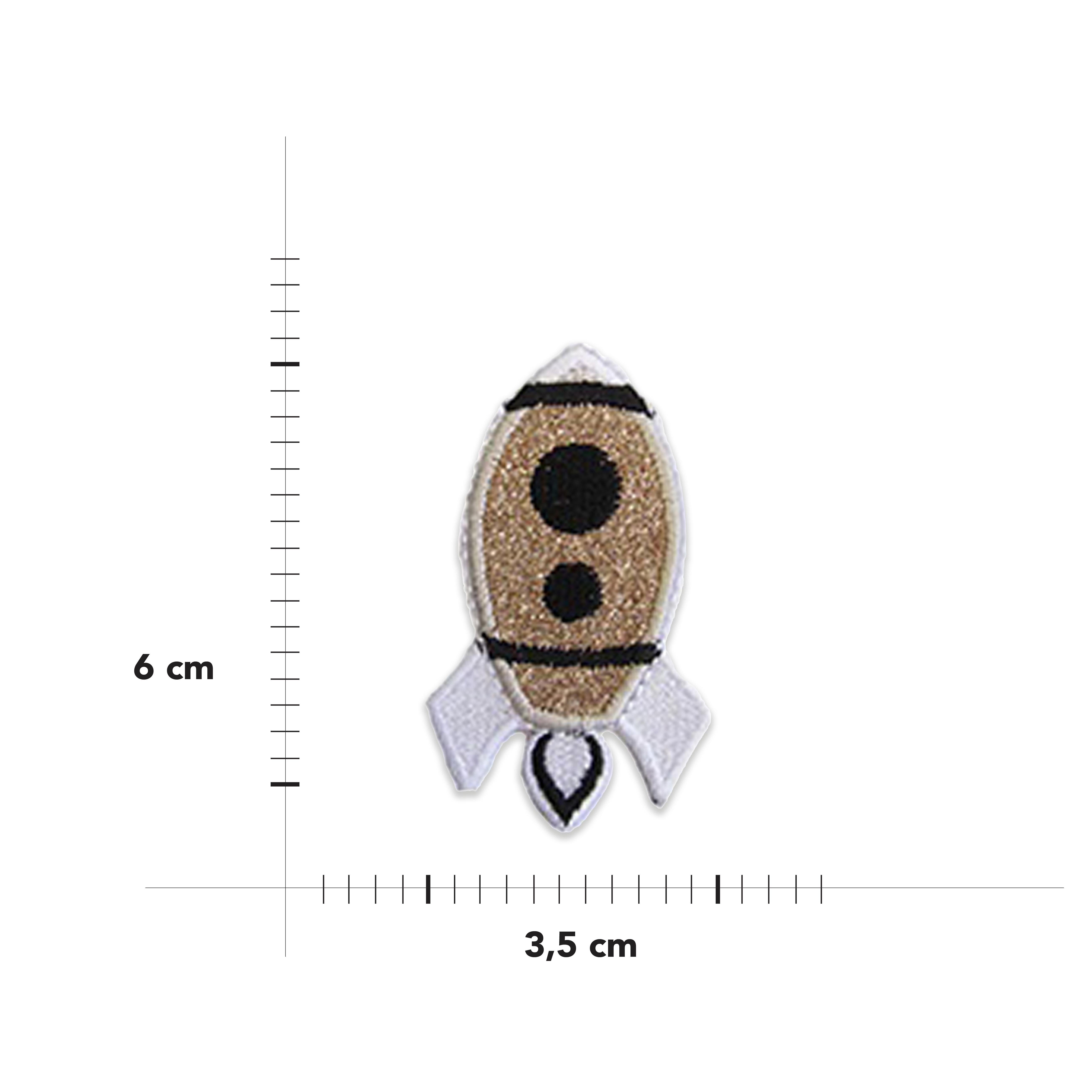 Gold Glitter Space Rocket Thermoadhesive Application Image