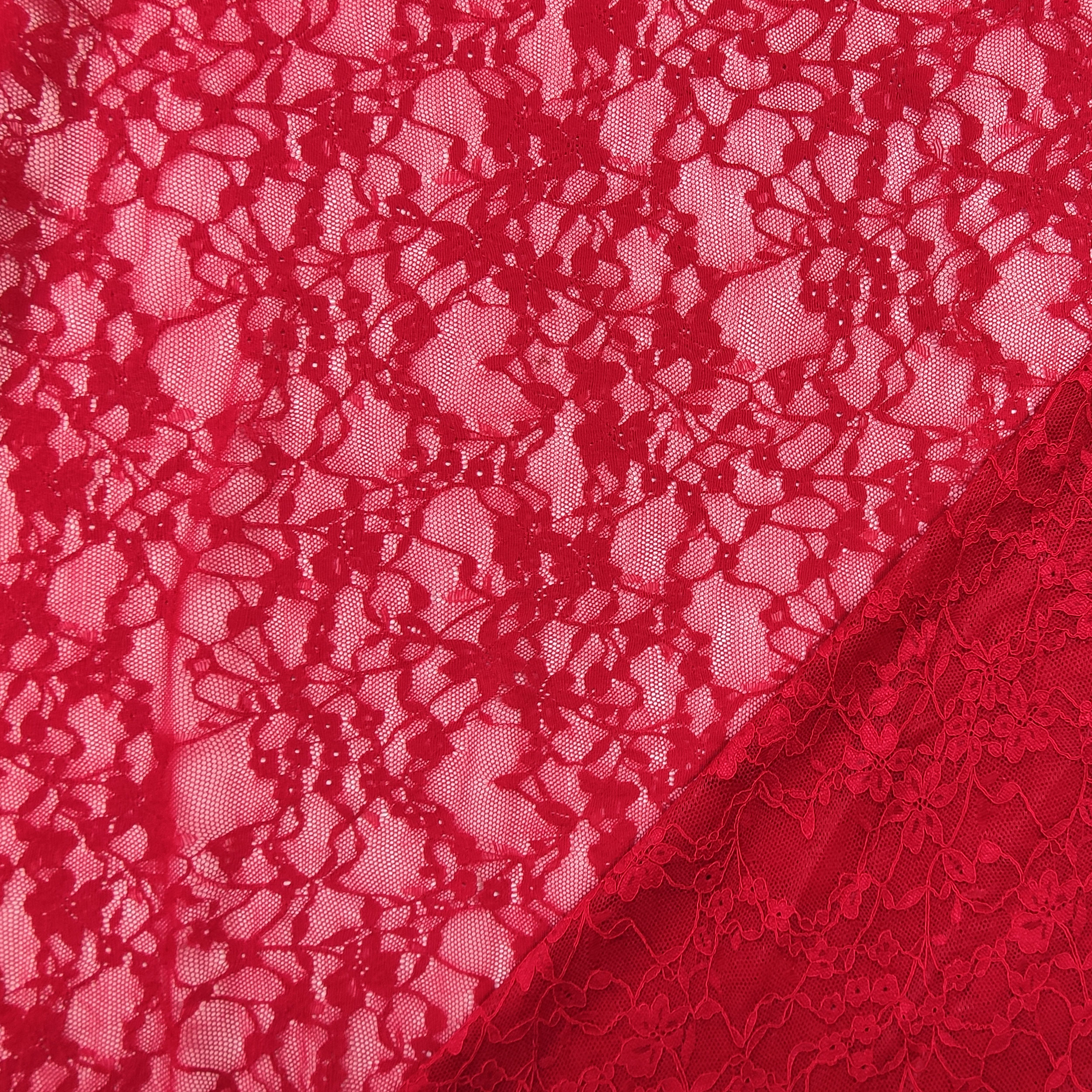 Elastic Floral Lace in Red
