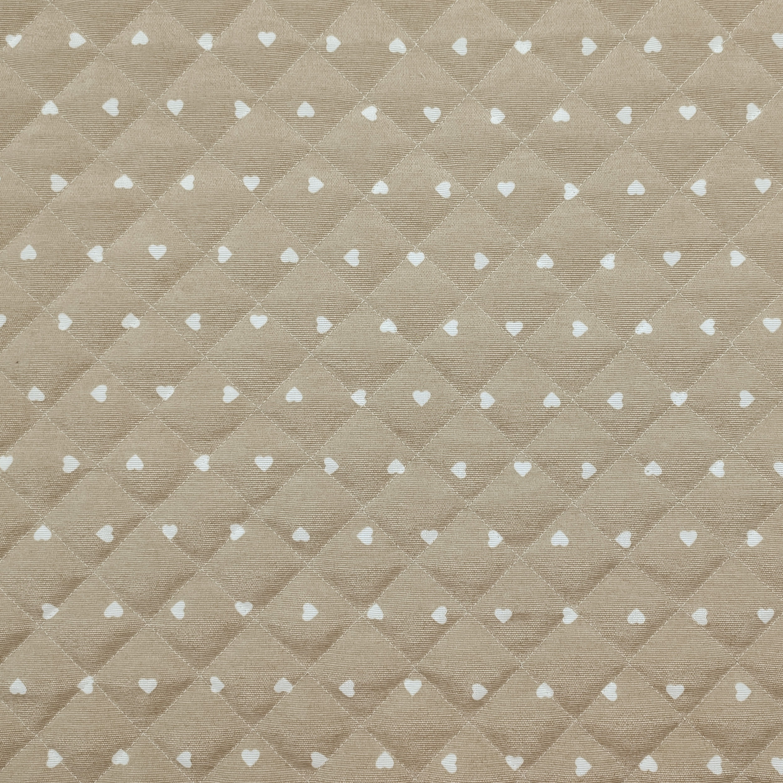 Tissu matelassé Cœurs blancs Fond beige Image