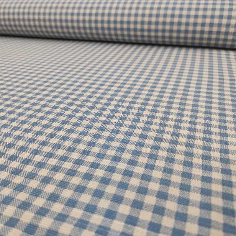 Tissu de coton à carreaux bleu clair Image