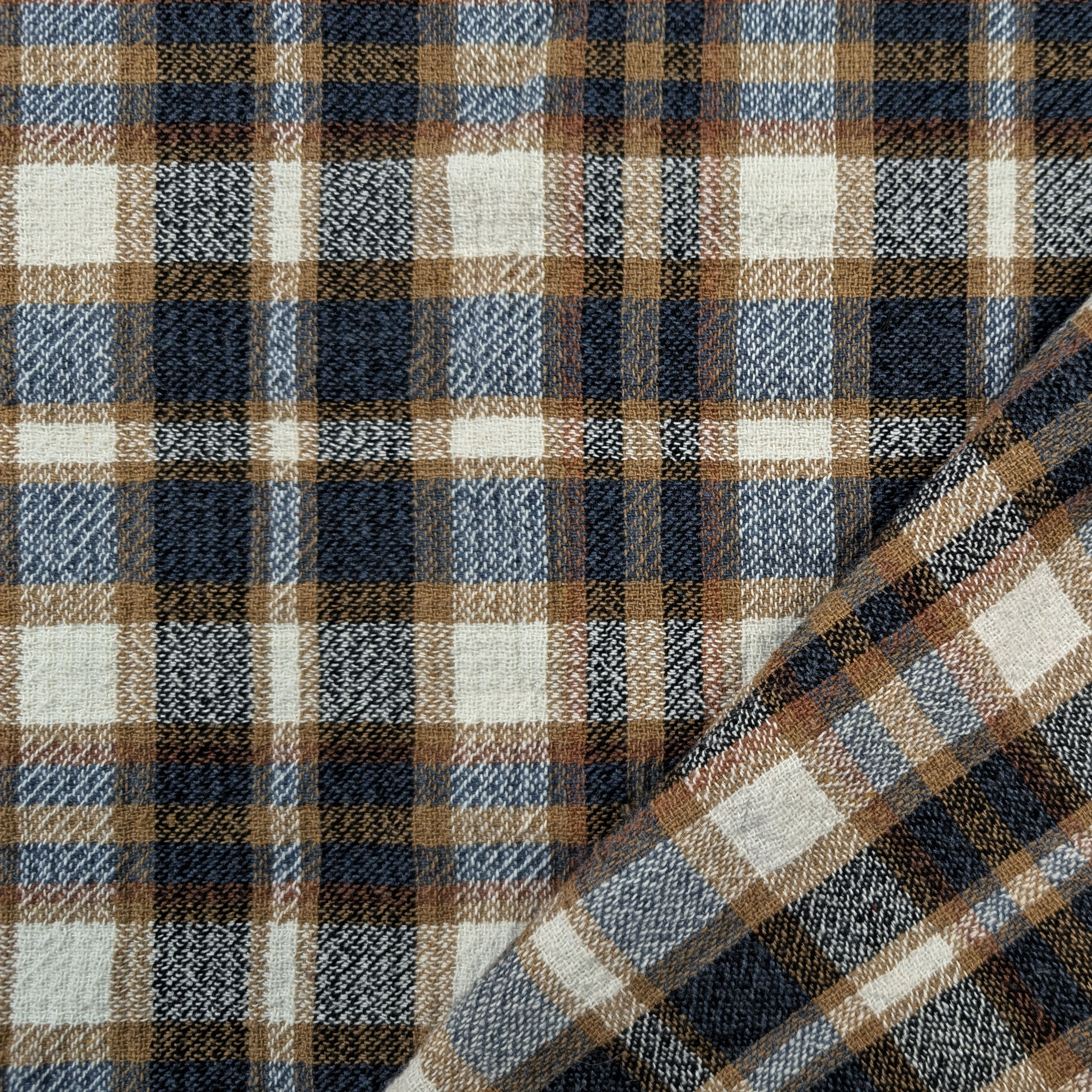 Beige and Blue Tartan Tweed Image