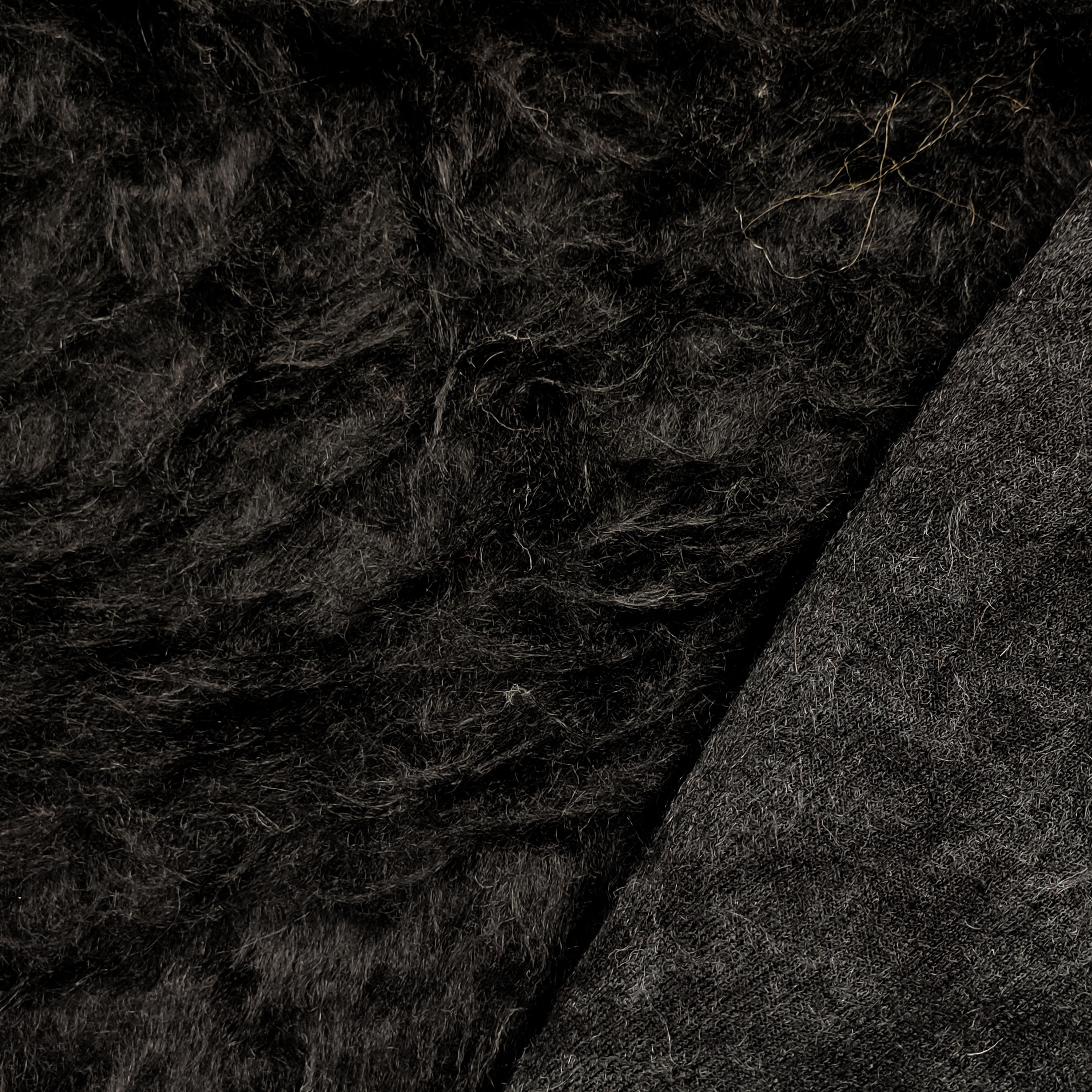 Synthetic Fur Long Coat Plain Black