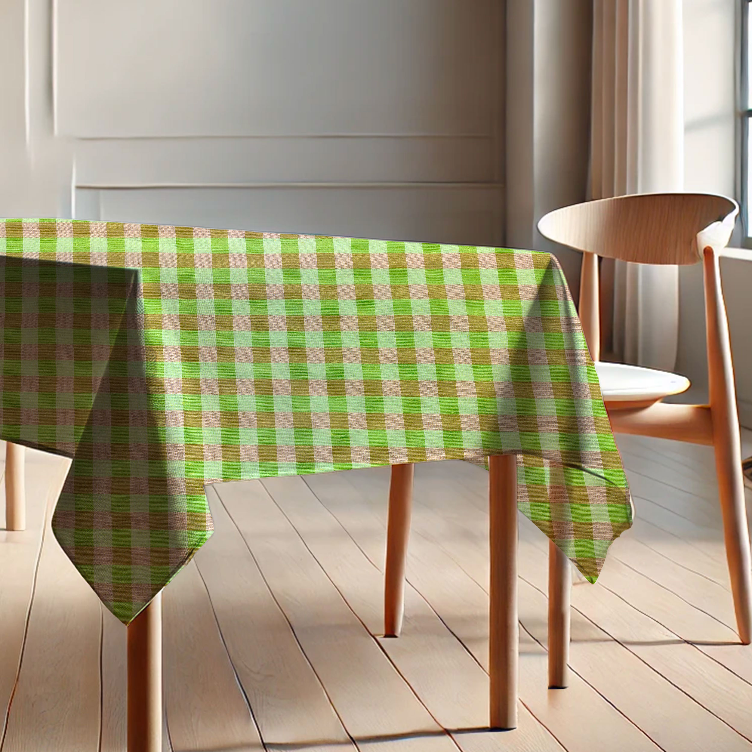 Tablecloth Green Checked Camel 140x240 cm Image