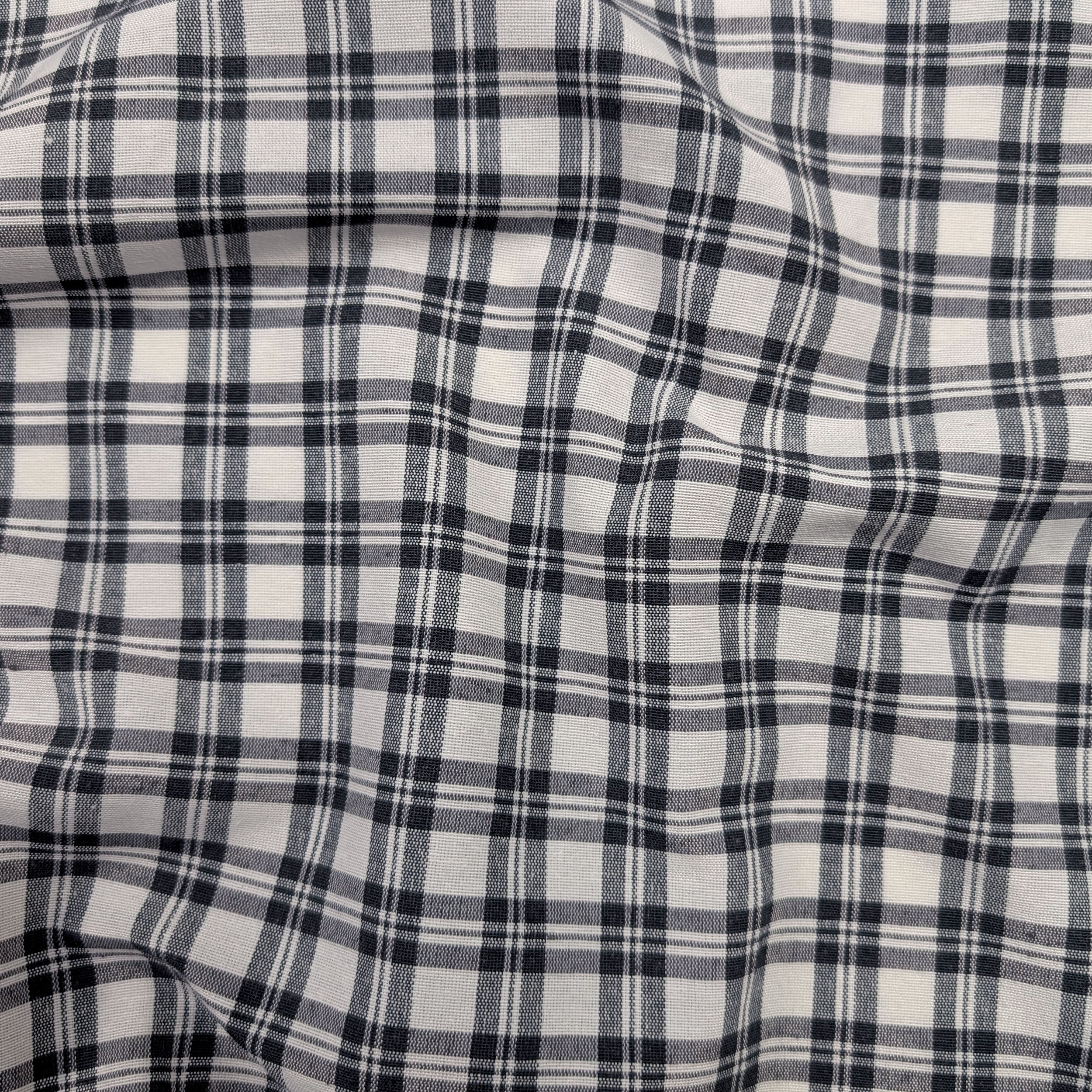 White and Anthracite Cotton-Blend Tartan Image