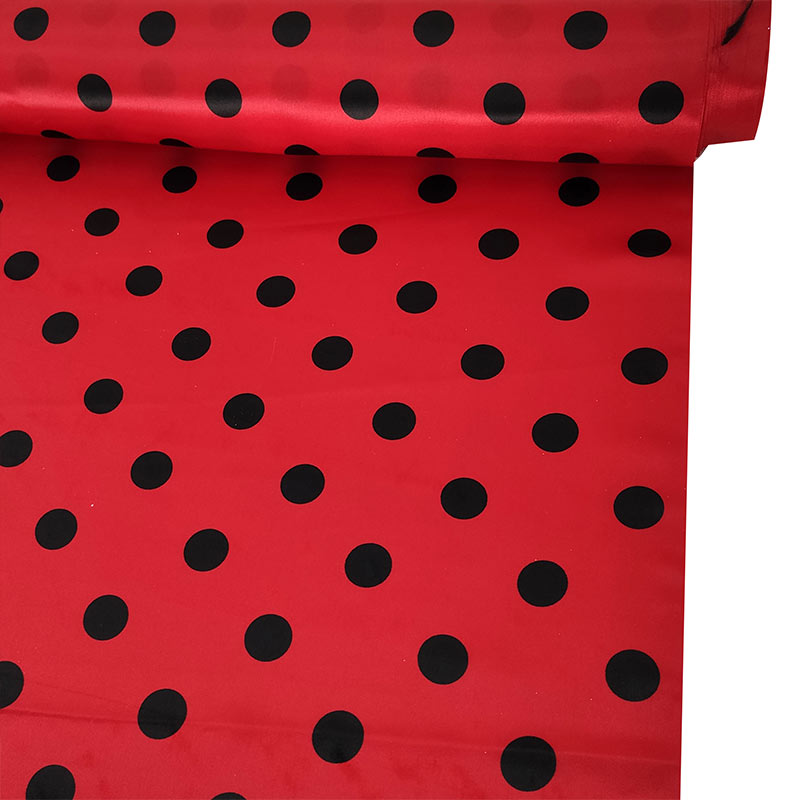  Tela de raso Carnaval Rojo Negro Lunares Image