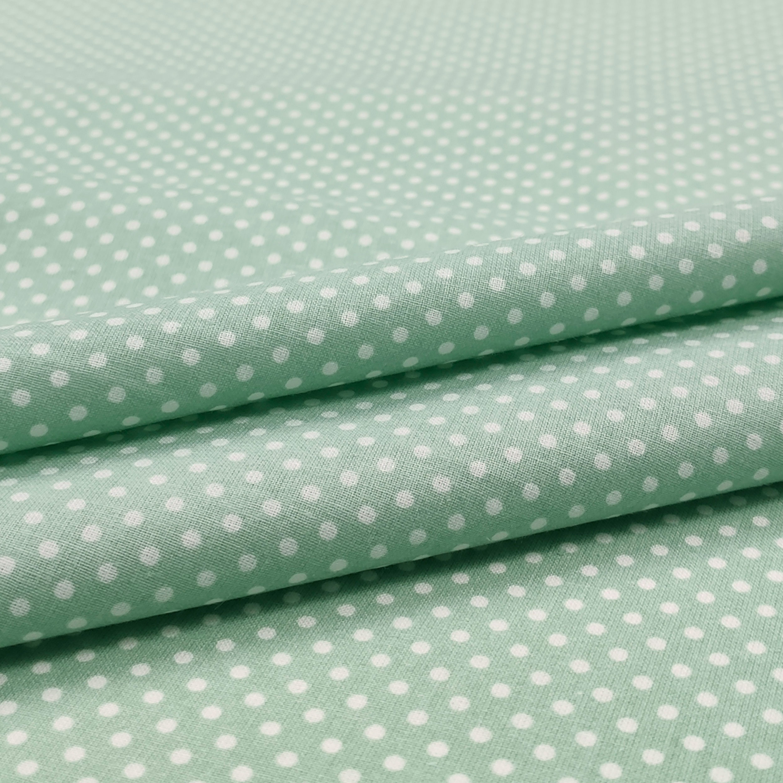 Baumwollstoff Mint Weiß Polka Dot