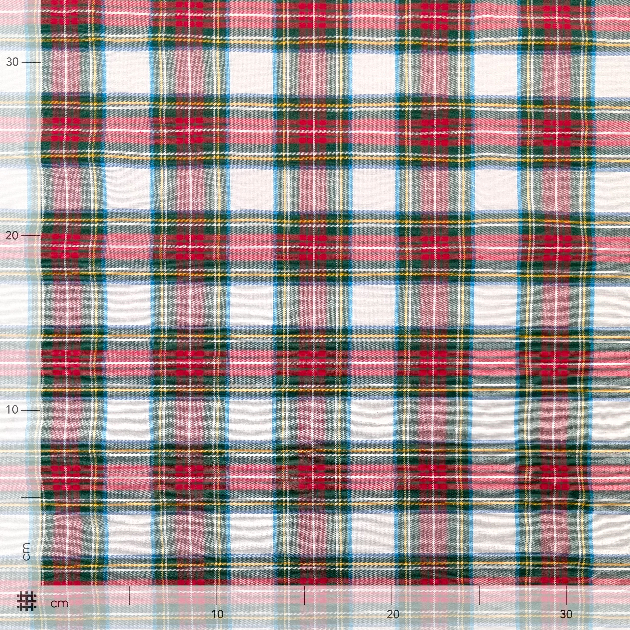 Medium White and Red Tartan Fabric Image