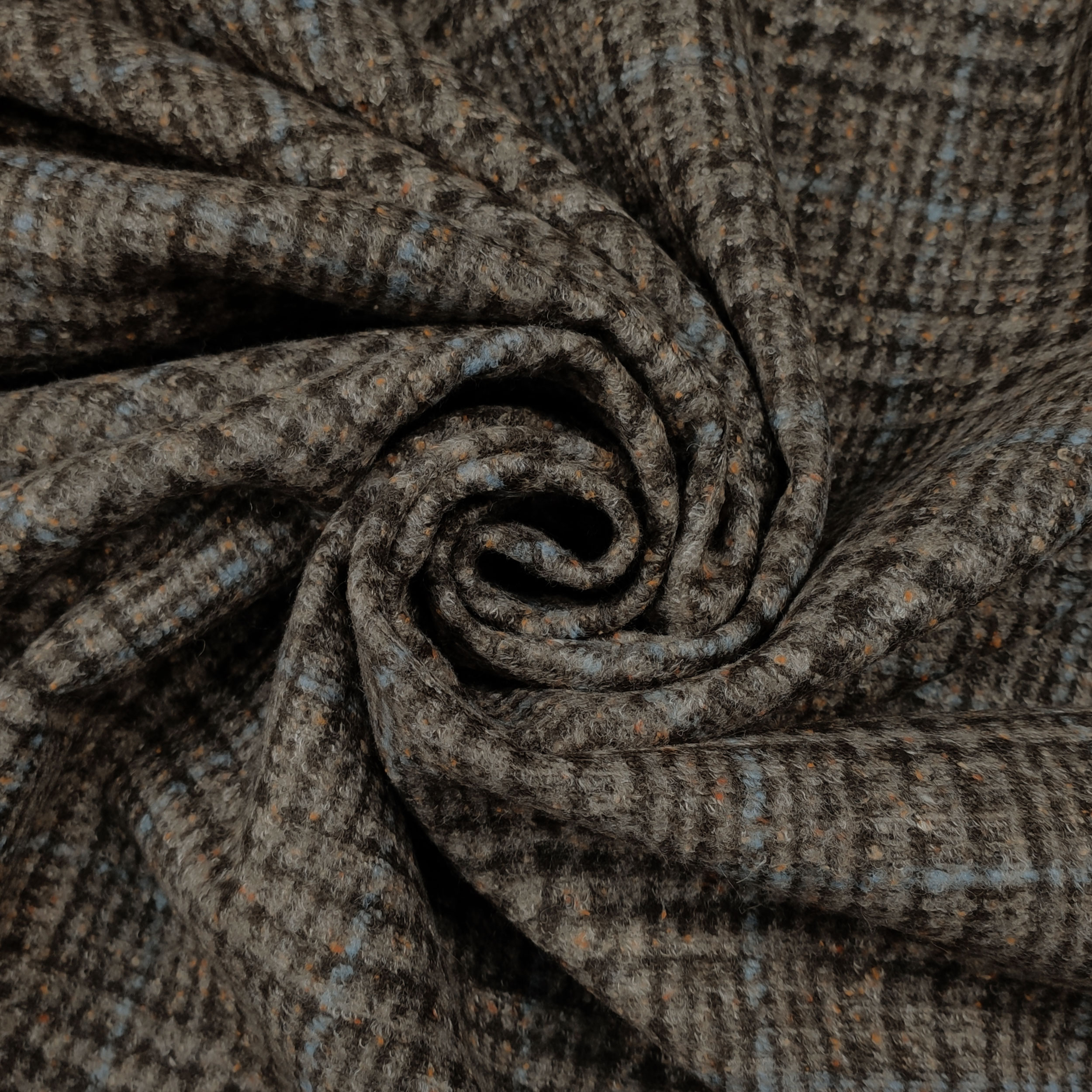 Neoprene Double Wool Prince of Wales Beige and Solid Blue Image