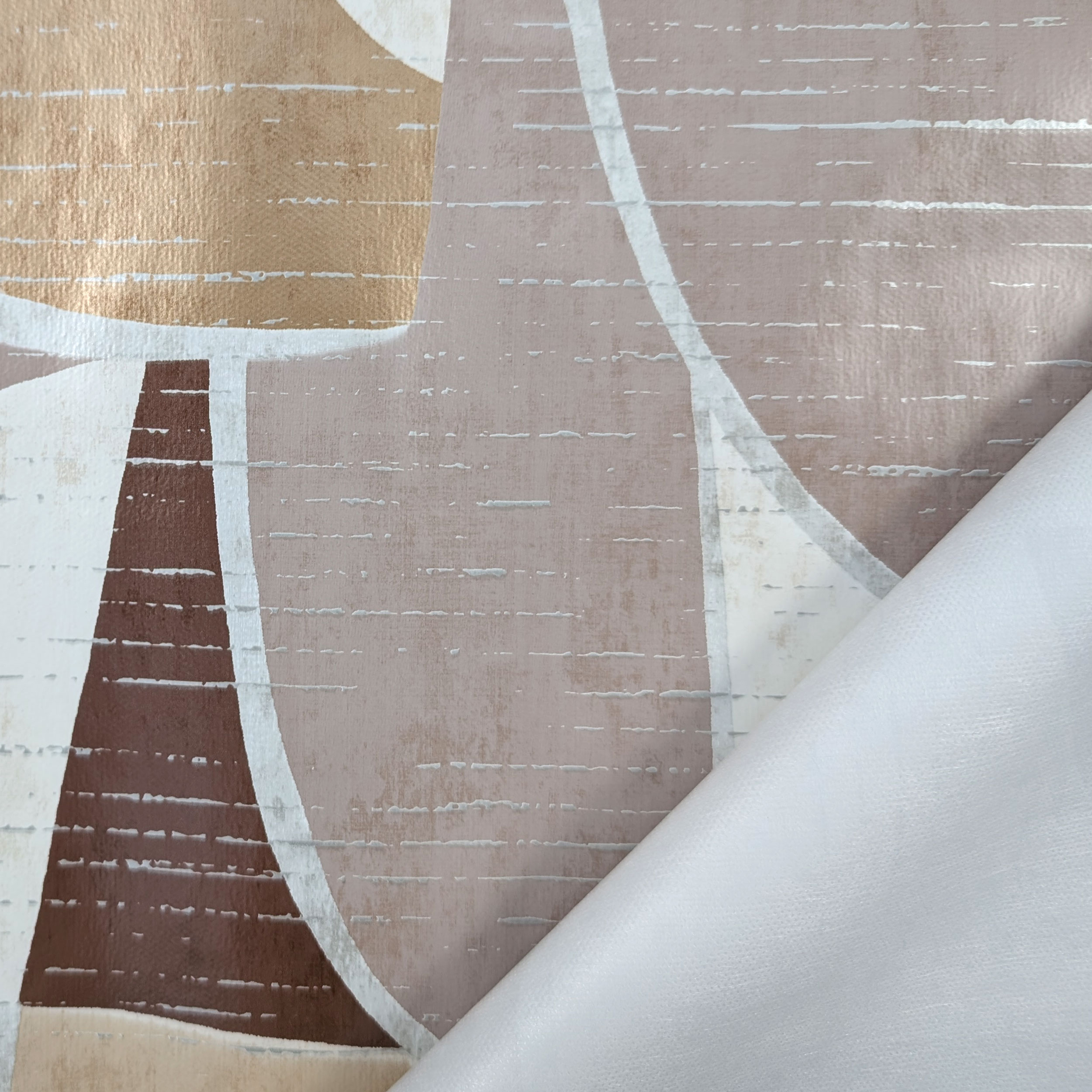Fabric for Plastic-coated Tablecloth Geometrical Brown Tones Image