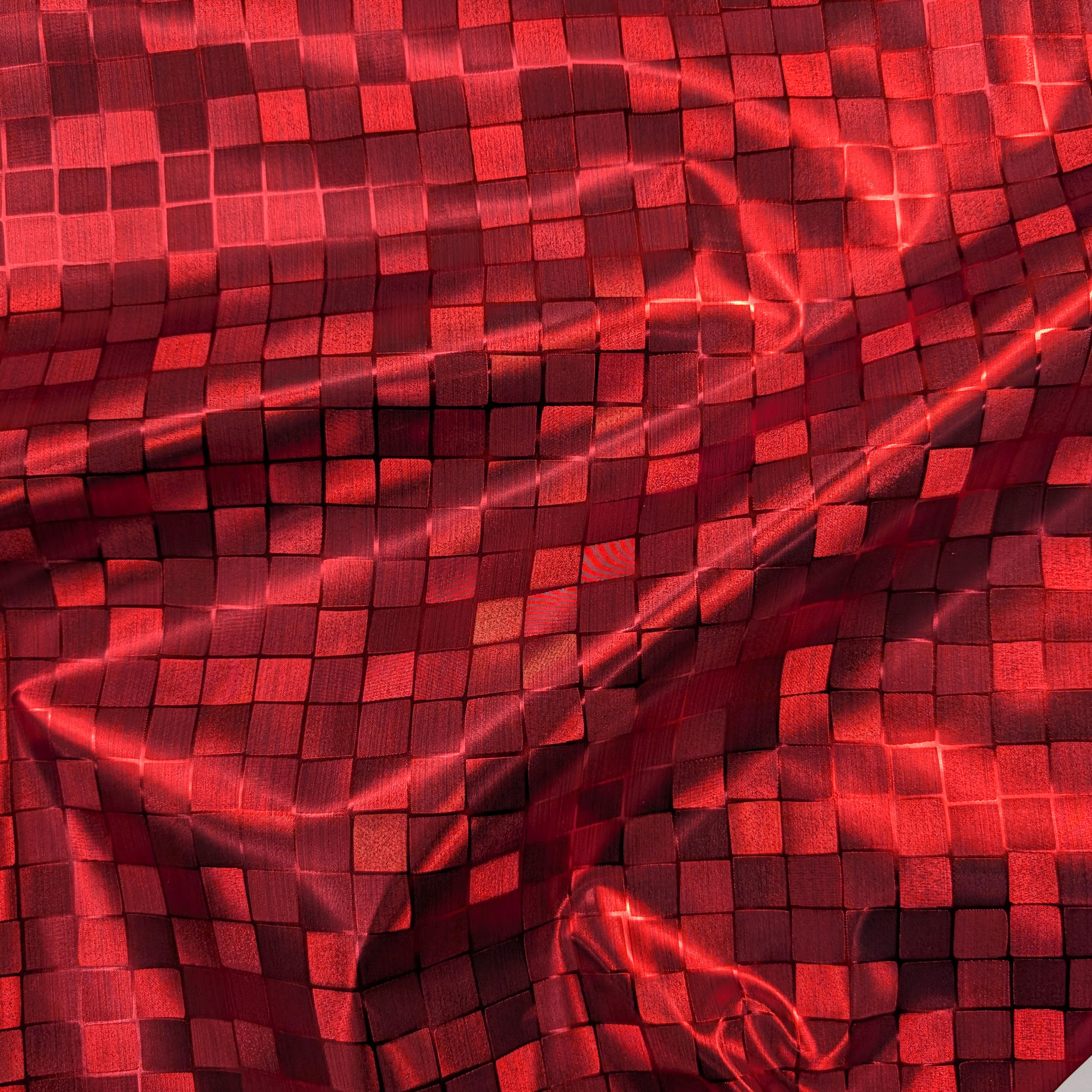 Fabric for Damina Red Metallic Tablecloth Image