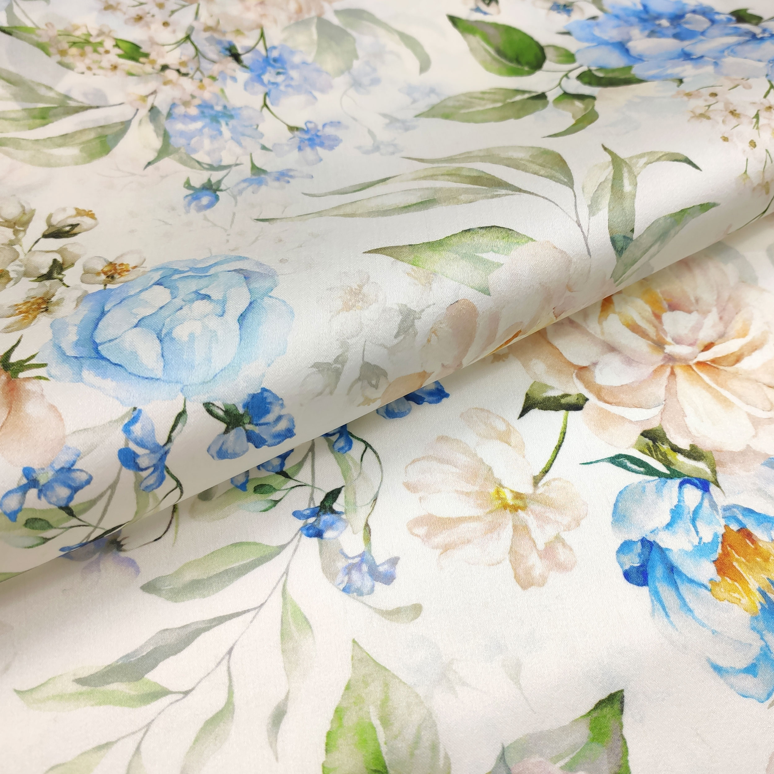 High Fashion Organza Powdery and Light Blue Flowers Image