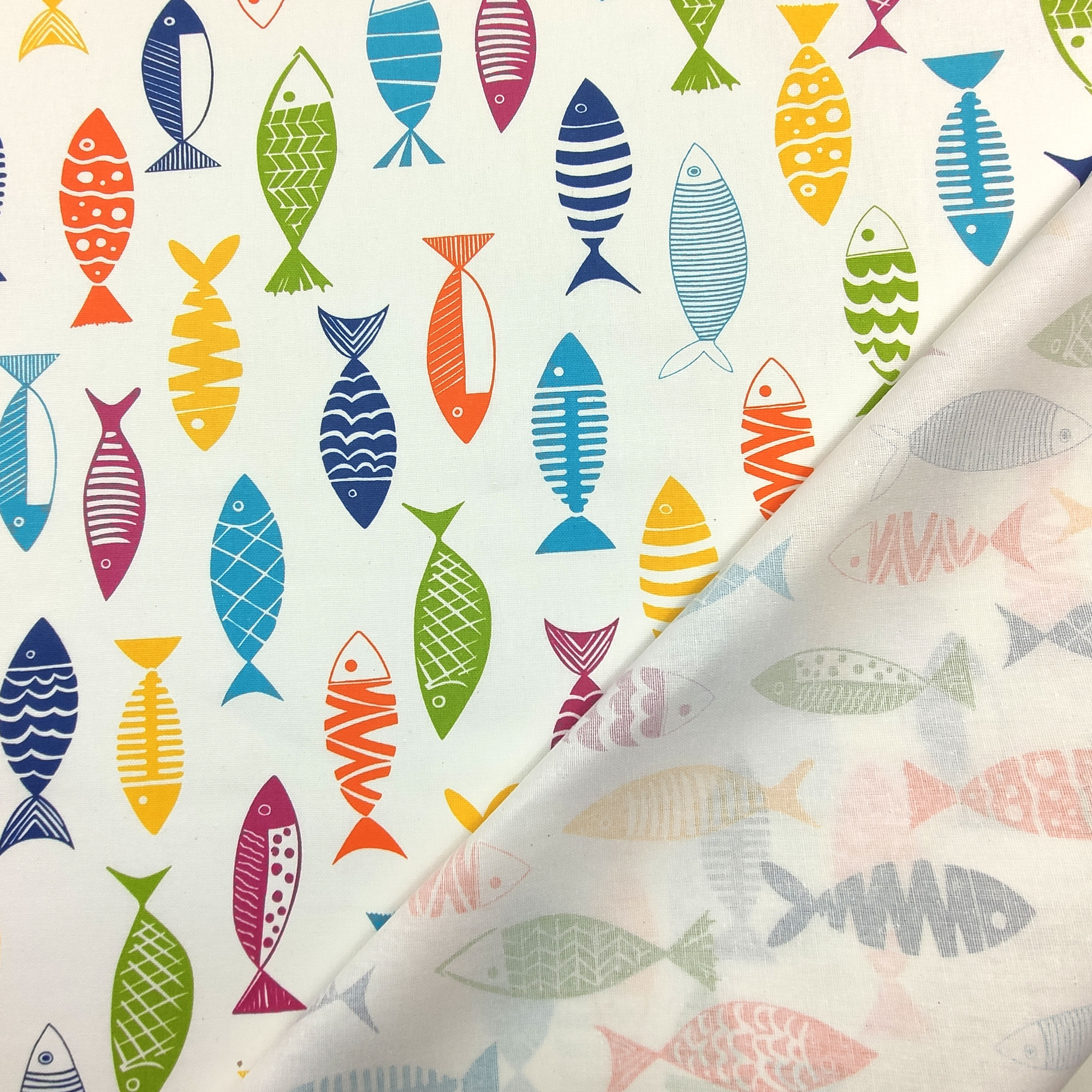 Nappe en résine de tissu découpé avec poissons colorés 200x140 cm Image