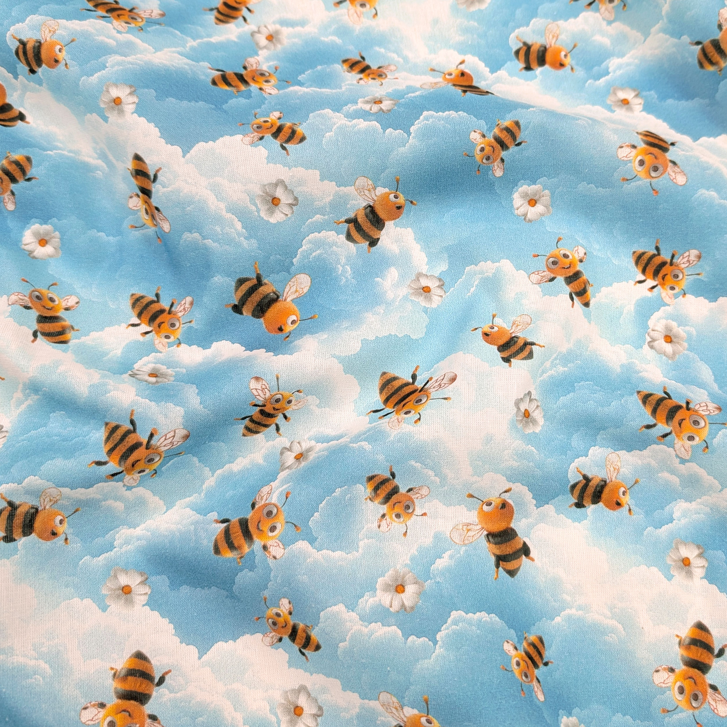 Digital Cotton Bees and Clouds Image