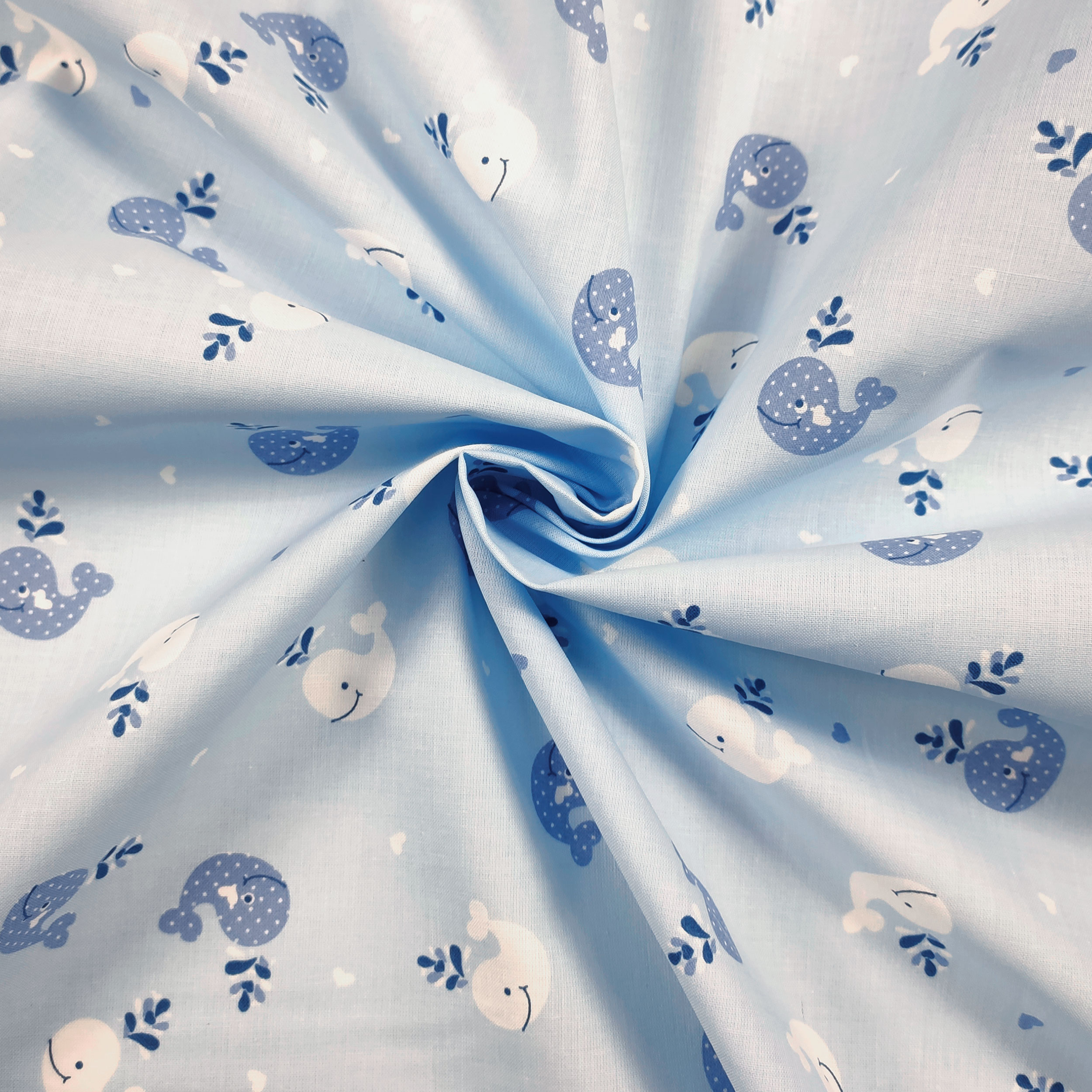 Cotton Whales Celeste Background