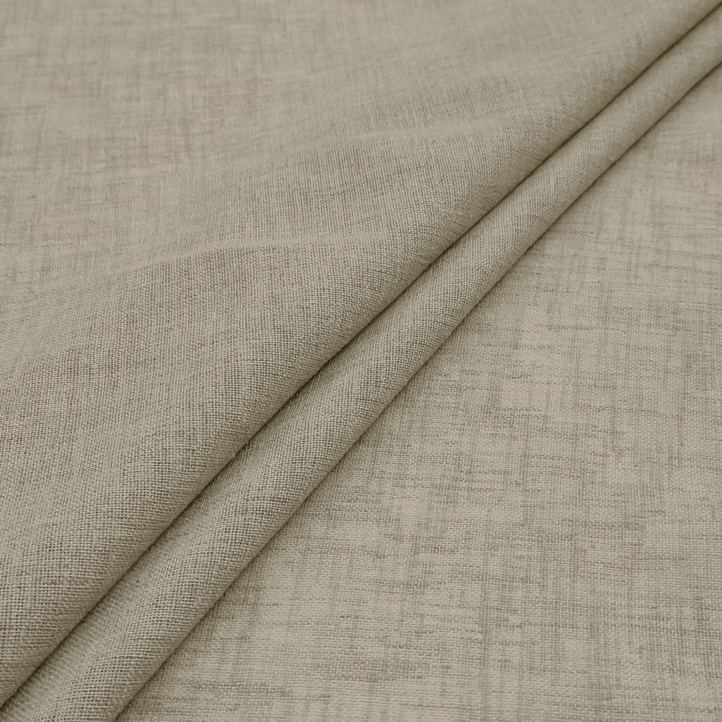 Tissu de rideau en faux lin couleur unie beige Image