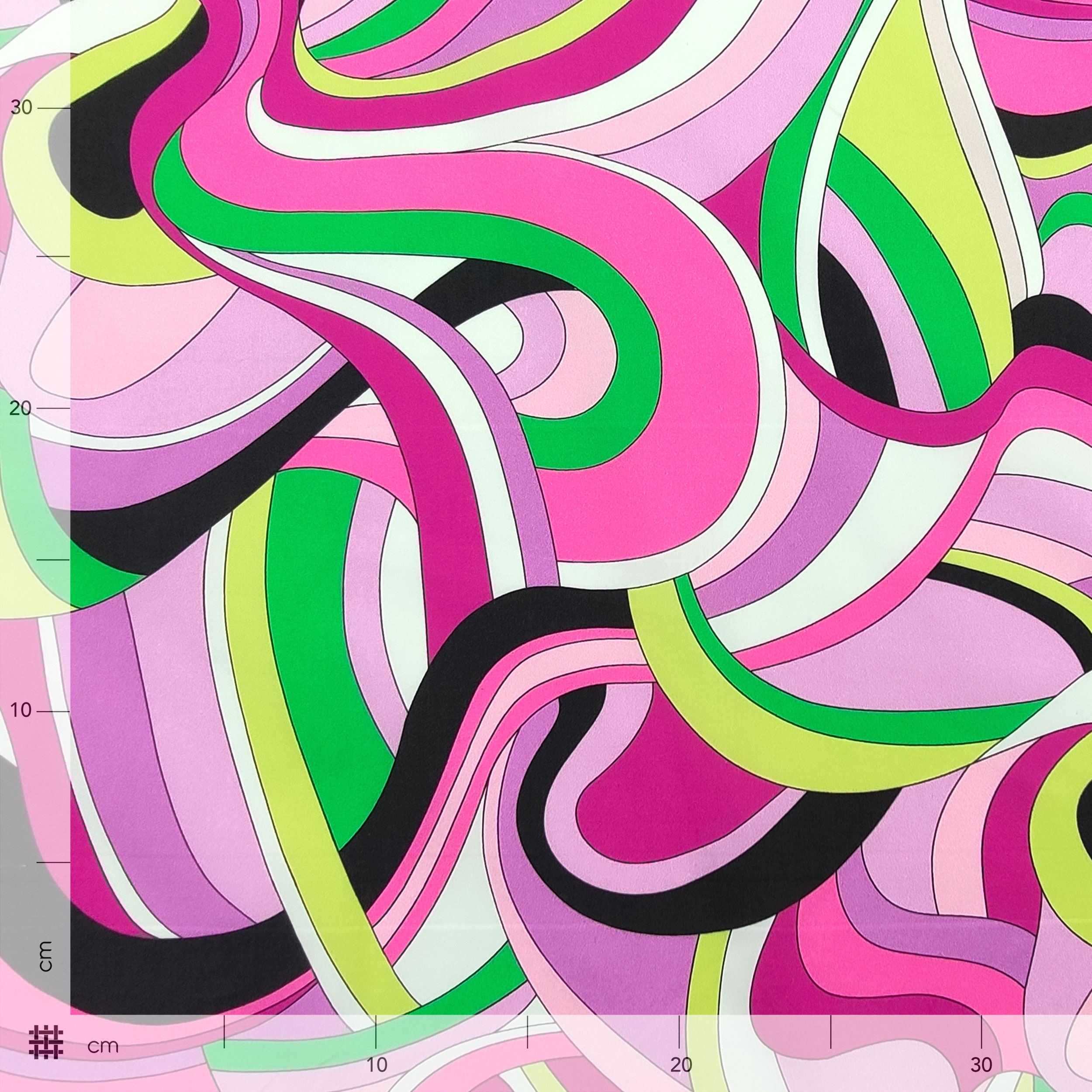 Cotton Stretch Fantasy Optical Pink Green Image